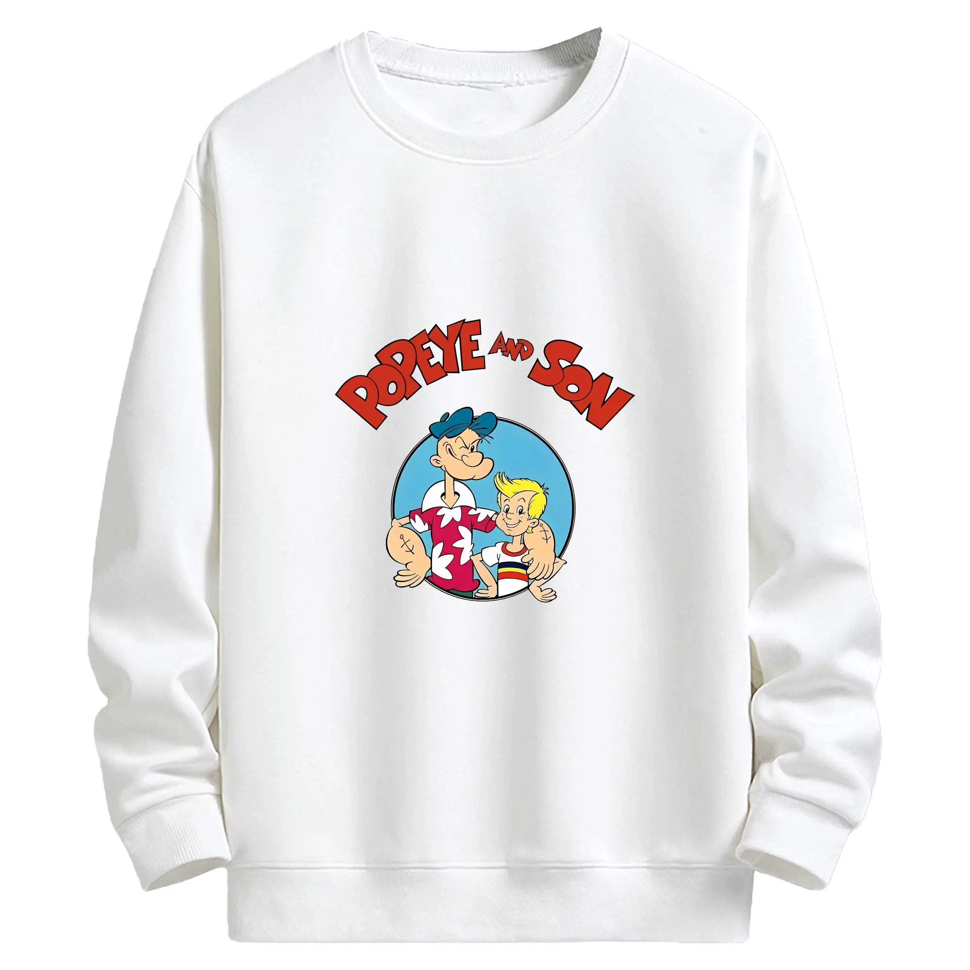 ポパイ グッズ ポパイ - キッズ クルーネックスウェットシャツ ・ フロントプリント ・ 綿80％ ポリエステル20％ ・ 快適 通学 スポーツ 日常使い お散歩用