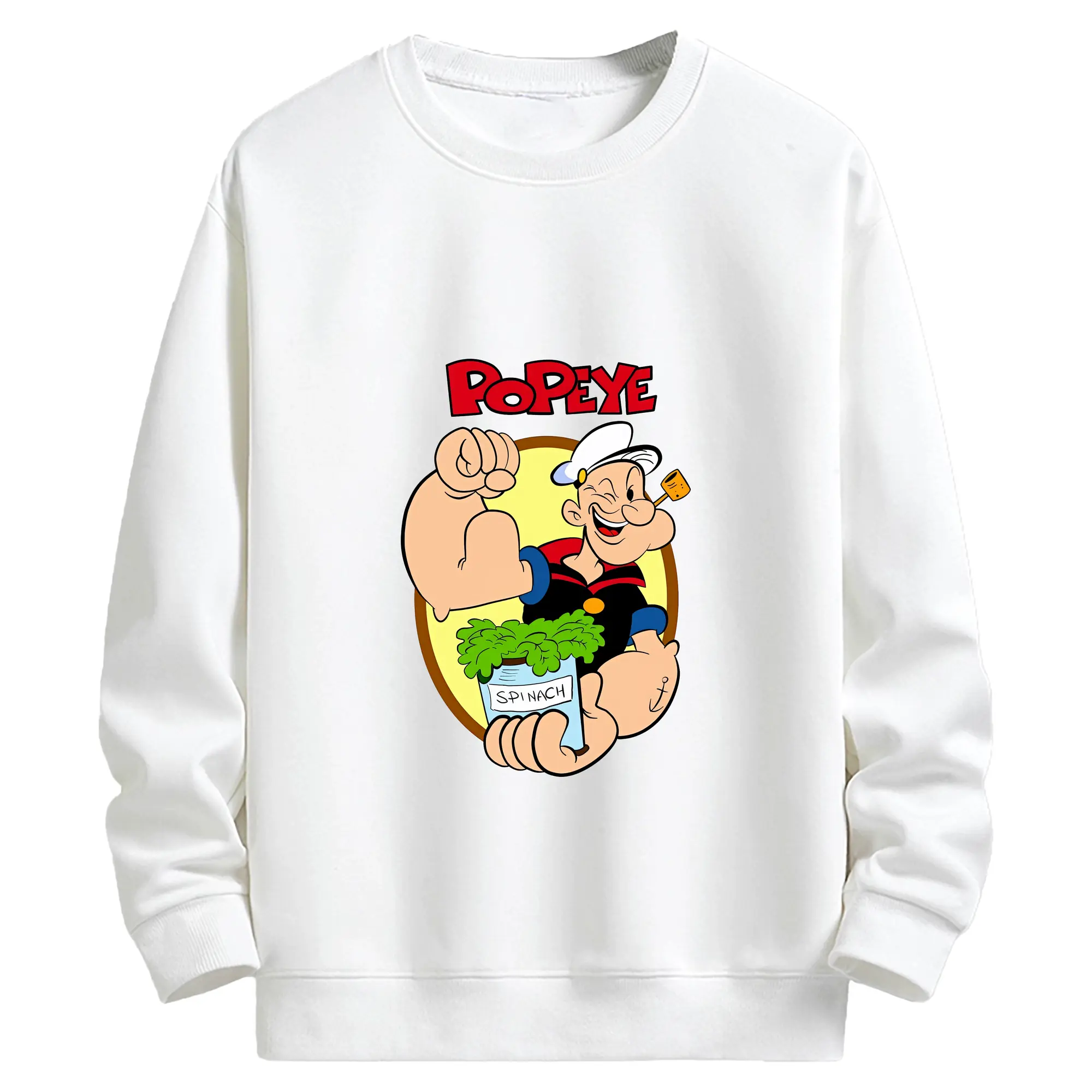 ポパイ グッズ ポパイ - キッズ クルーネックスウェットシャツ ・ フロントプリント ・ 綿80％ ポリエステル20％ ・ 快適 通学 スポーツ 日常使い お散歩用