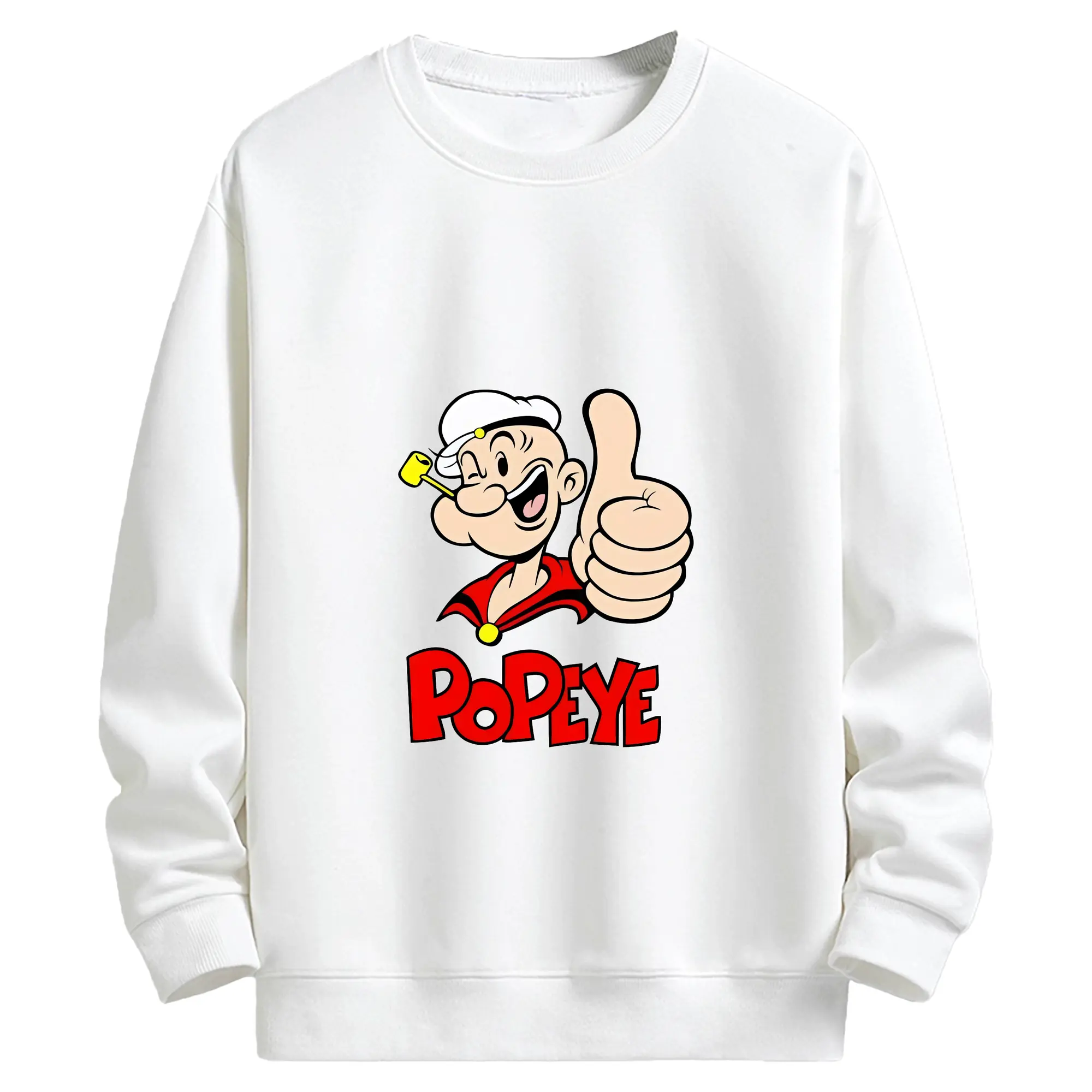 ポパイ グッズ ポパイ - キッズ クルーネックスウェットシャツ ・ フロントプリント ・ 綿80％ ポリエステル20％ ・ 快適 通学 スポーツ 日常使い お散歩用
