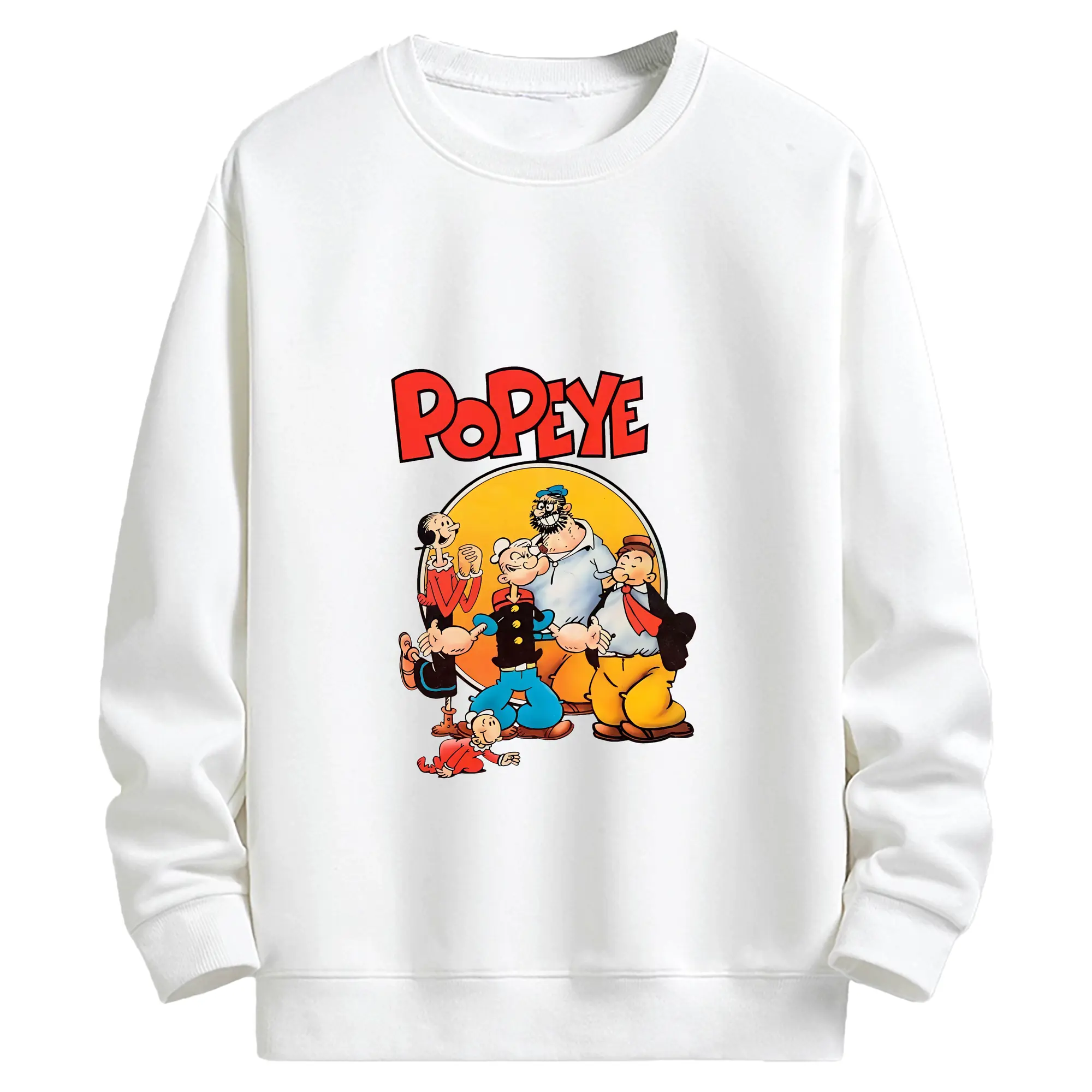 ポパイ グッズ ポパイ - キッズ クルーネックスウェットシャツ ・ フロントプリント ・ 綿80％ ポリエステル20％ ・ 快適 通学 スポーツ 日常使い お散歩用