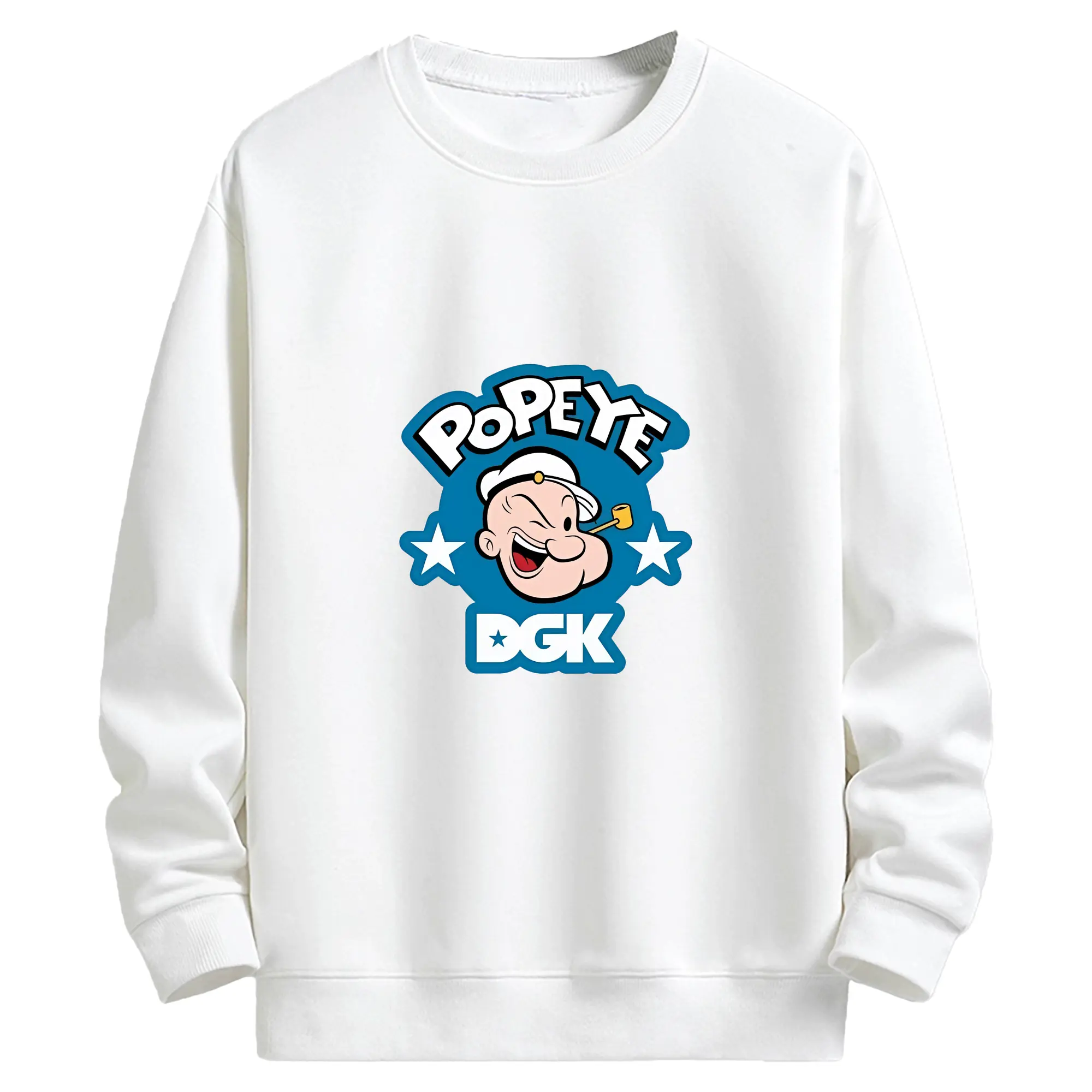 ポパイ グッズ ポパイ - キッズ クルーネックスウェットシャツ ・ フロントプリント ・ 綿80％ ポリエステル20％ ・ 快適 通学 スポーツ 日常使い お散歩用