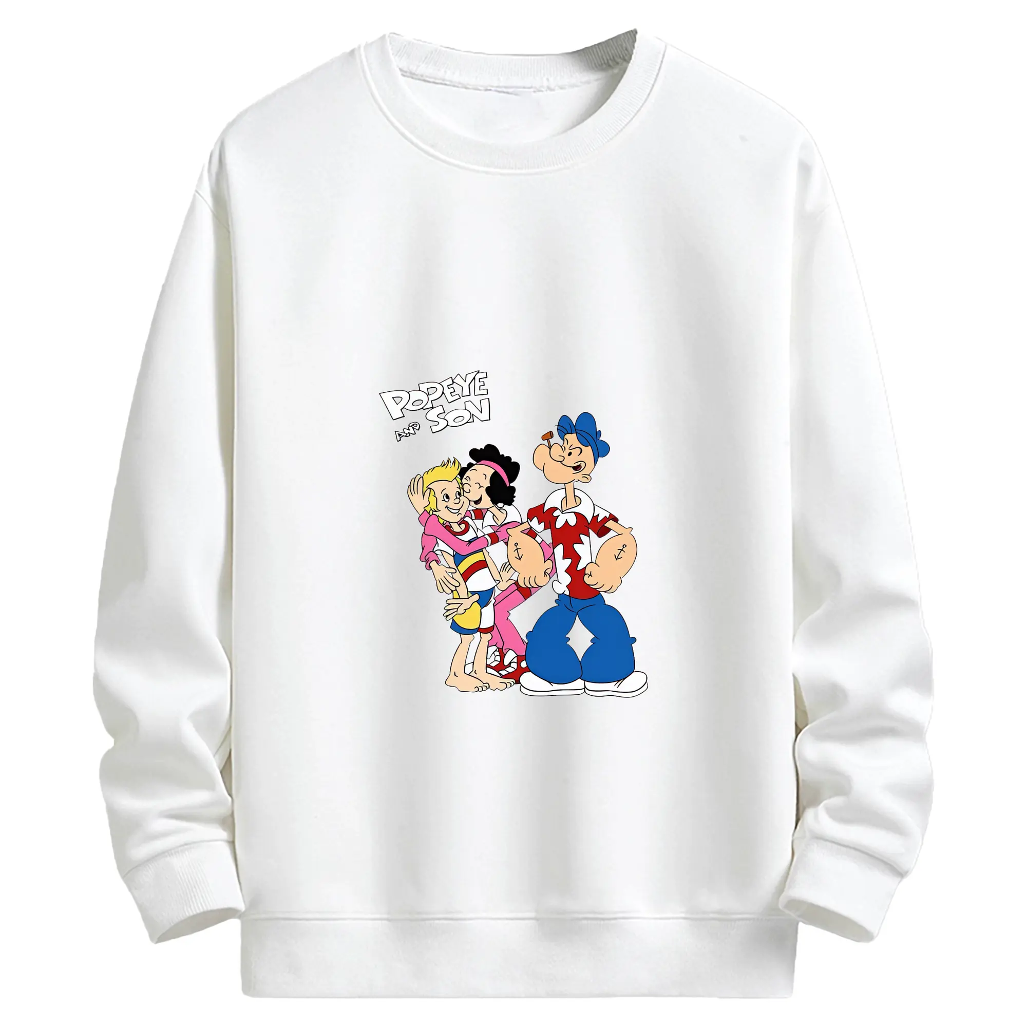 ポパイ グッズ ポパイ - キッズ クルーネックスウェットシャツ ・ フロントプリント ・ 綿80％ ポリエステル20％ ・ 快適 通学 スポーツ 日常使い お散歩用