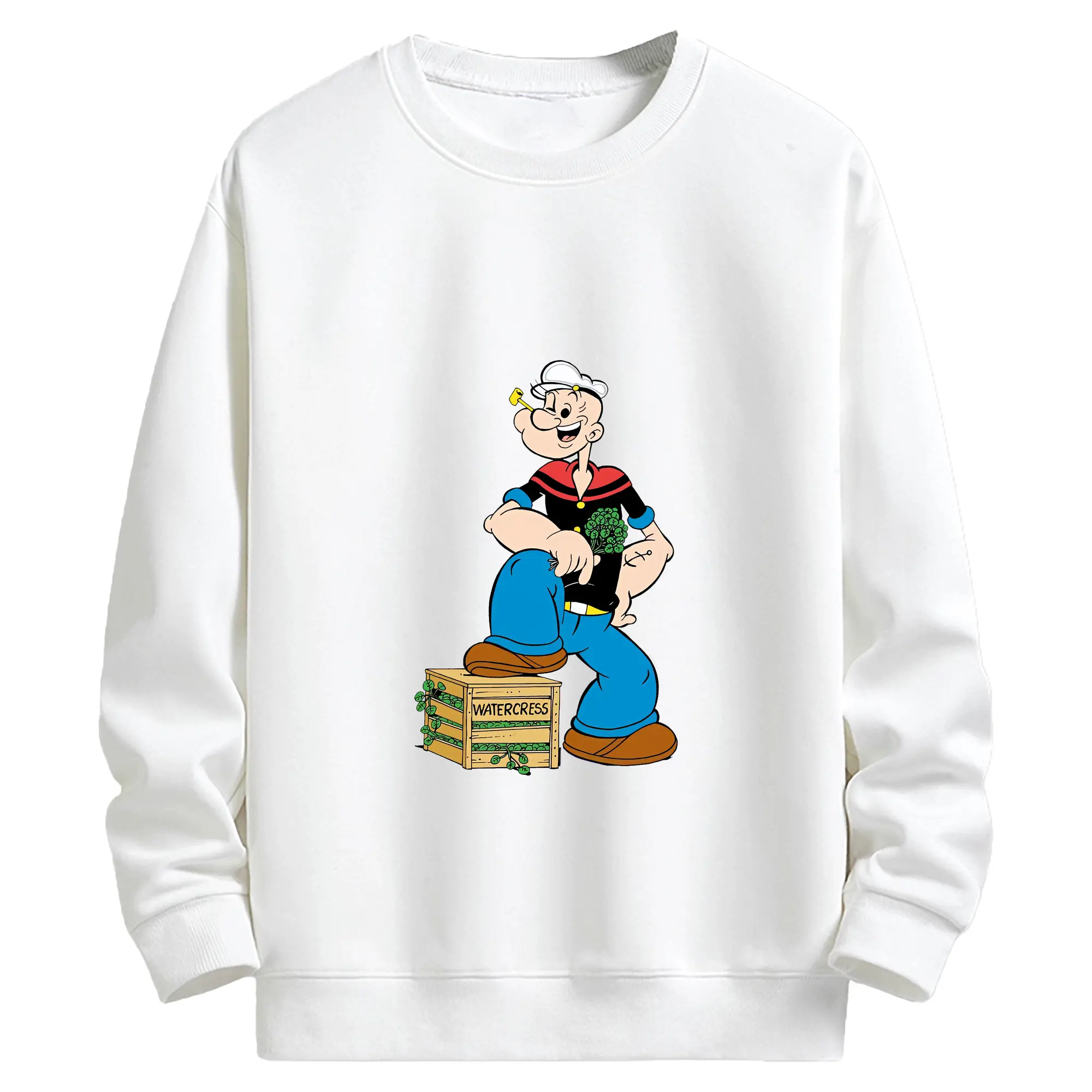 ポパイ グッズ ポパイ - キッズ クルーネックスウェットシャツ ・ フロントプリント ・ 綿80％ ポリエステル20％ ・ 快適 通学 スポーツ 日常使い お散歩用