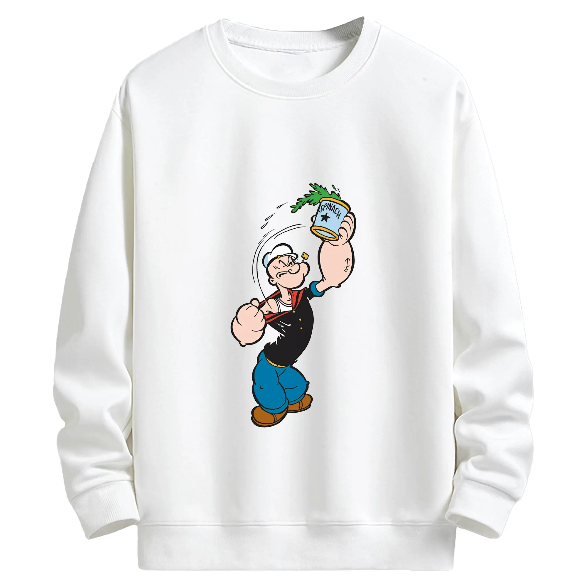 ポパイ グッズ ポパイ - キッズ クルーネックスウェットシャツ ・ フロントプリント ・ 綿80％ ポリエステル20％ ・ 快適 通学 スポーツ 日常使い お散歩用