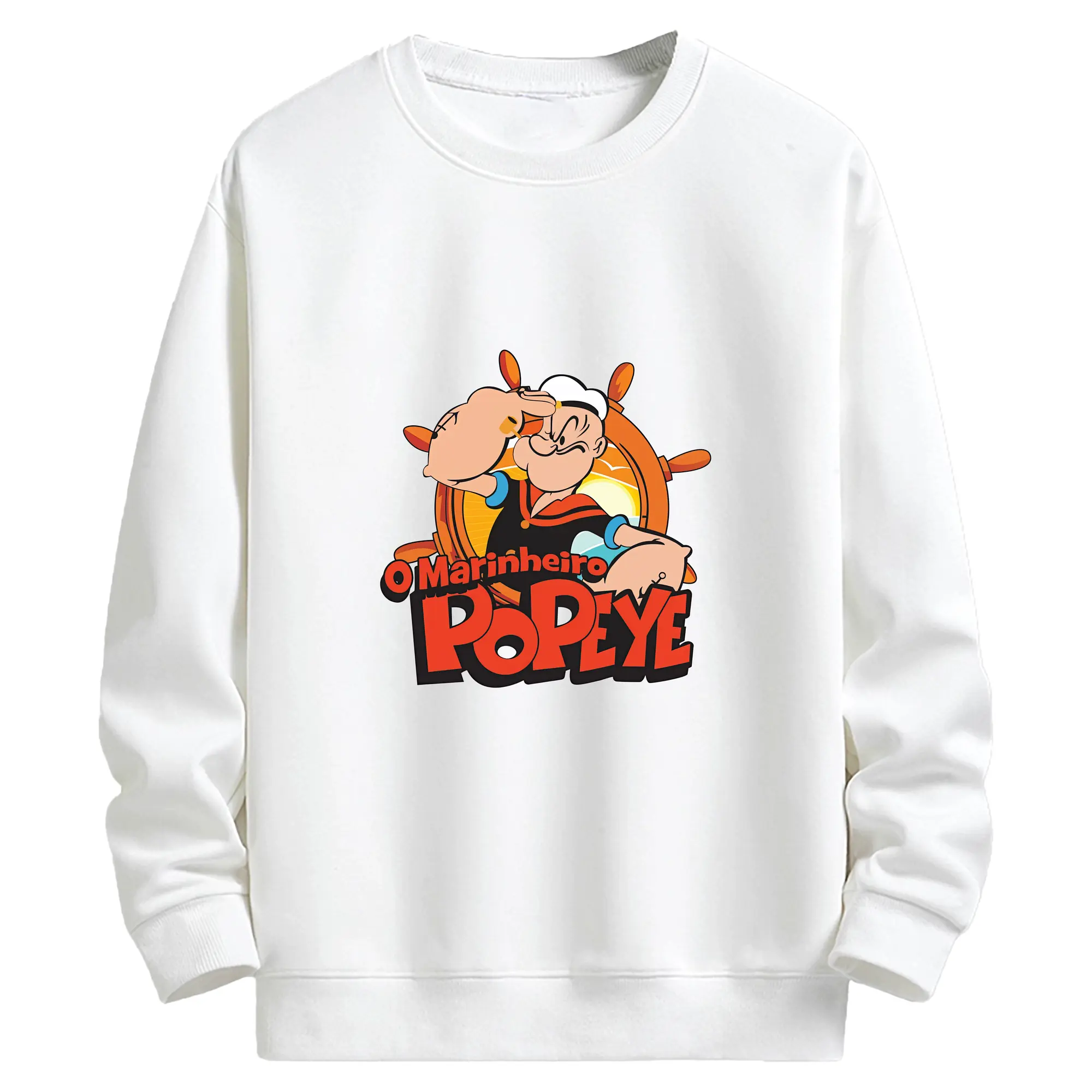 ポパイ グッズ ポパイ - キッズ クルーネックスウェットシャツ ・ フロントプリント ・ 綿80％ ポリエステル20％ ・ 快適 通学 スポーツ 日常使い お散歩用