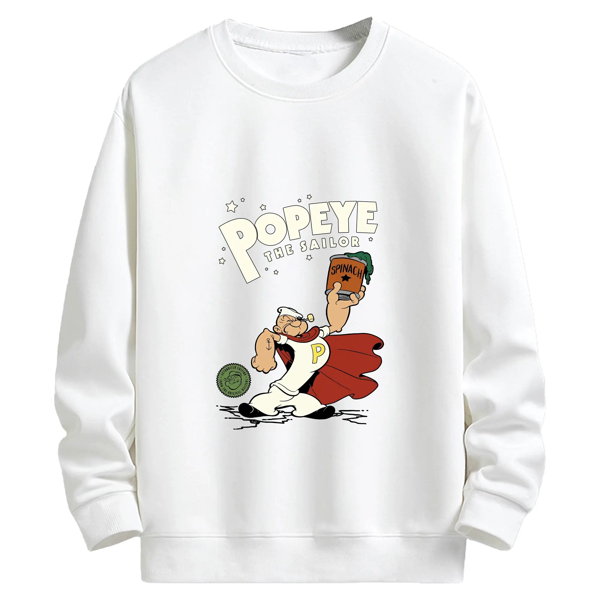 ポパイ グッズ ポパイ - キッズ クルーネックスウェットシャツ ・ フロントプリント ・ 綿80％ ポリエステル20％ ・ 快適 通学 スポーツ 日常使い お散歩用