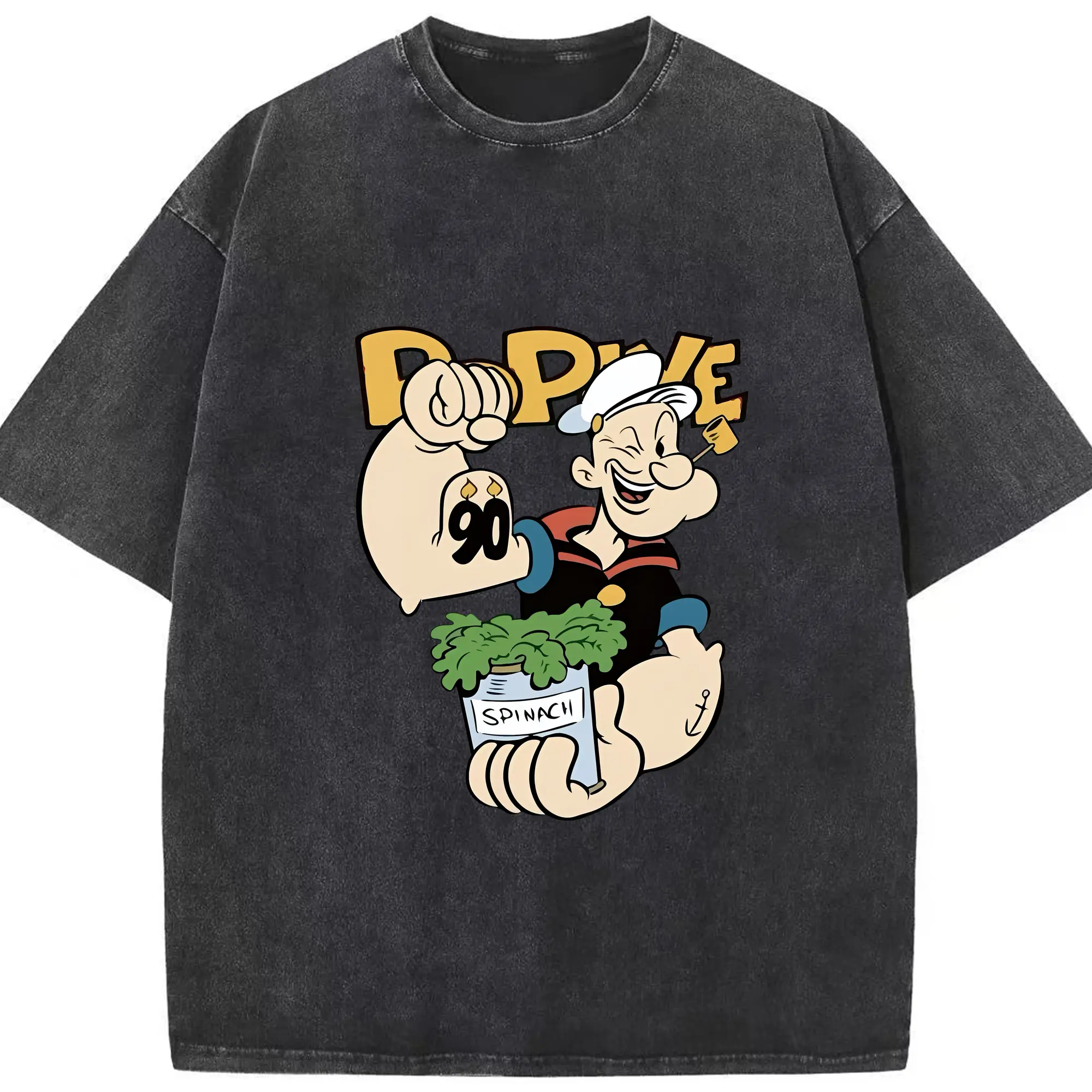 ポパイ グッズ ポパイ - 綿100％ ヴィンテージ風 半袖Tシャツ ・ フロントプリント ・ 柔らか肌触り ・ 通気性 快適 ・ スポーツ カジュアル 外出用