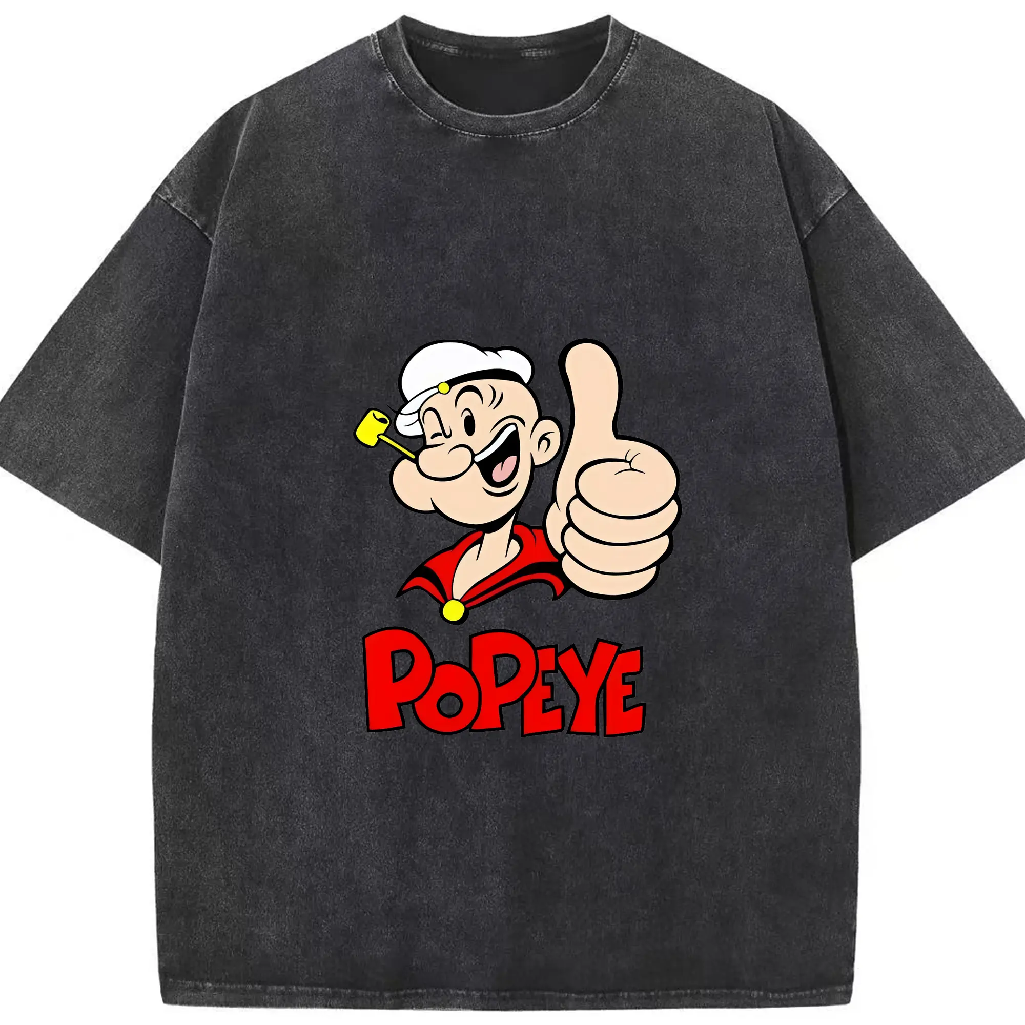 ポパイ グッズ ポパイ - 綿100％ ヴィンテージ風 半袖Tシャツ ・ フロントプリント ・ 柔らか肌触り ・ 通気性 快適 ・ スポーツ カジュアル 外出用