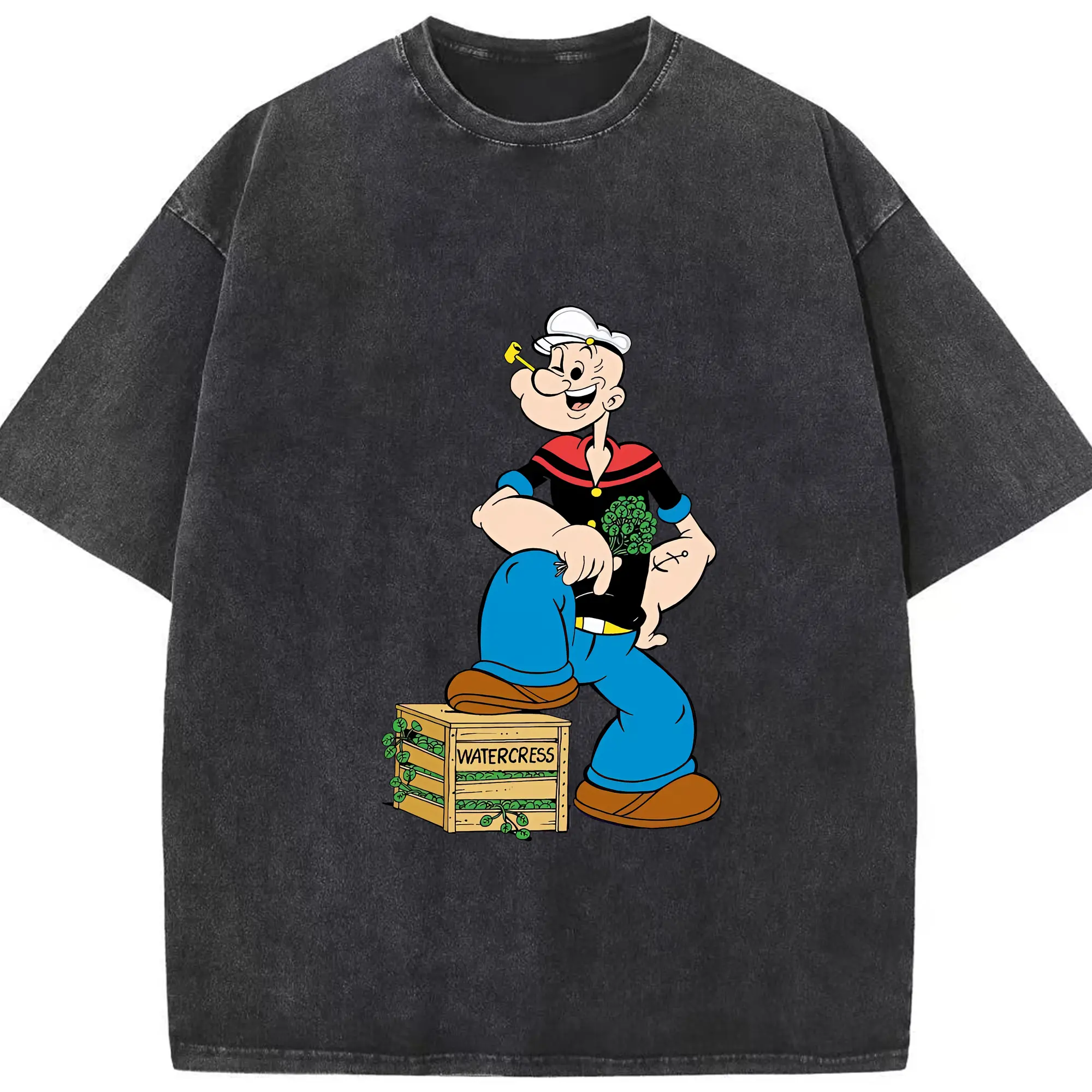 ポパイ グッズ ポパイ - 綿100％ ヴィンテージ風 半袖Tシャツ ・ フロントプリント ・ 柔らか肌触り ・ 通気性 快適 ・ スポーツ カジュアル 外出用