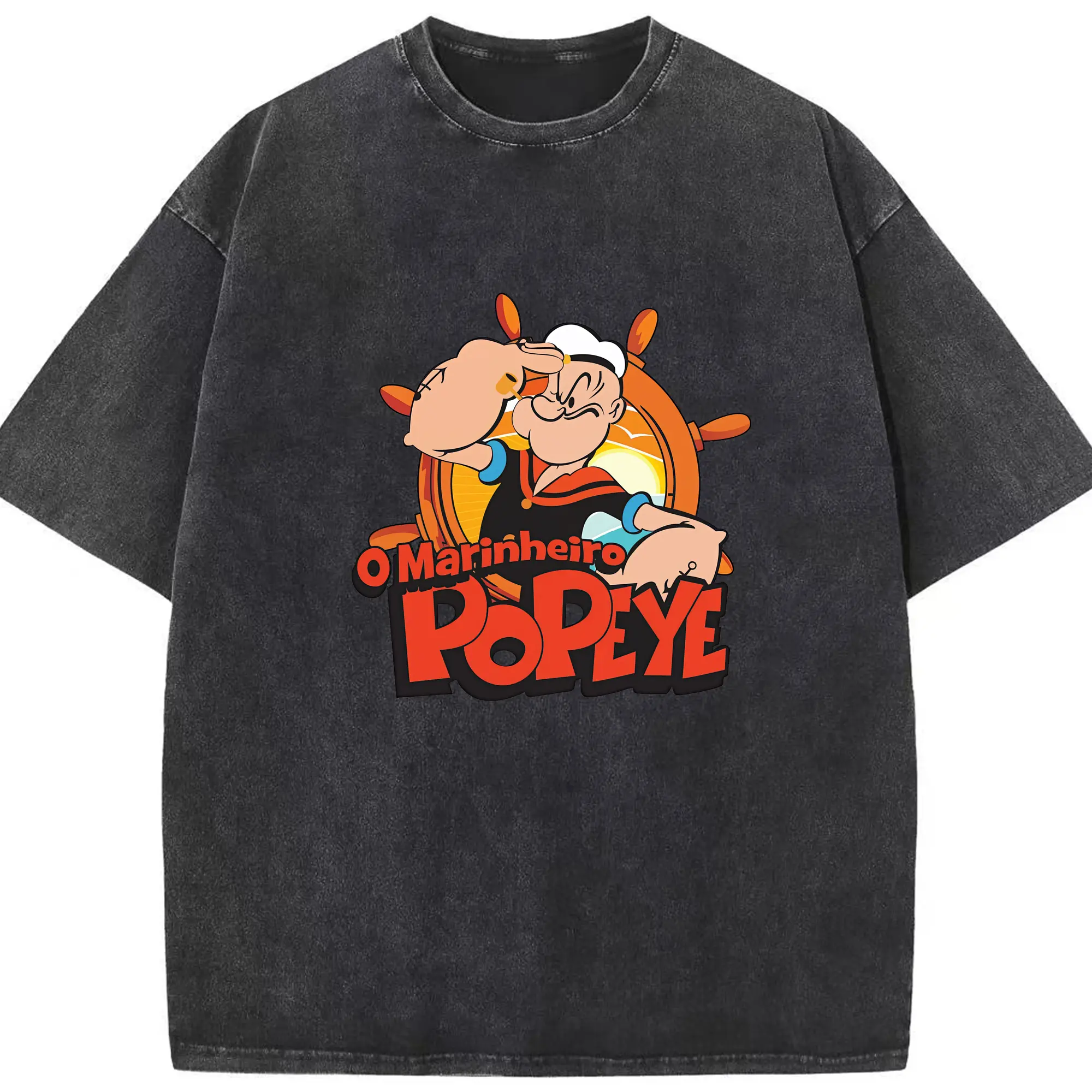 ポパイ グッズ ポパイ - 綿100％ ヴィンテージ風 半袖Tシャツ ・ フロントプリント ・ 柔らか肌触り ・ 通気性 快適 ・ スポーツ カジュアル 外出用