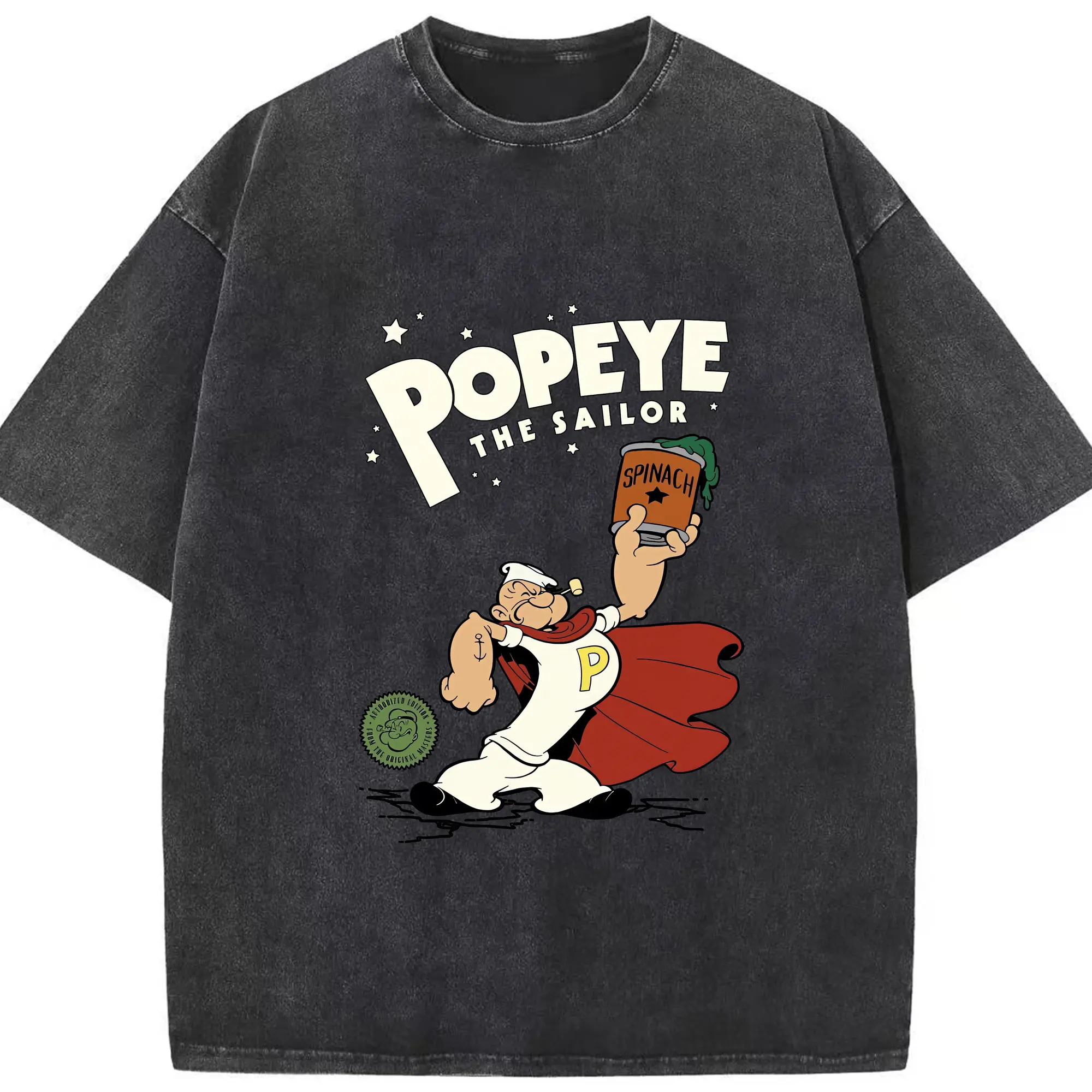 ポパイ グッズ ポパイ - 綿100％ ヴィンテージ風 半袖Tシャツ ・ フロントプリント ・ 柔らか肌触り ・ 通気性 快適 ・ スポーツ カジュアル 外出用