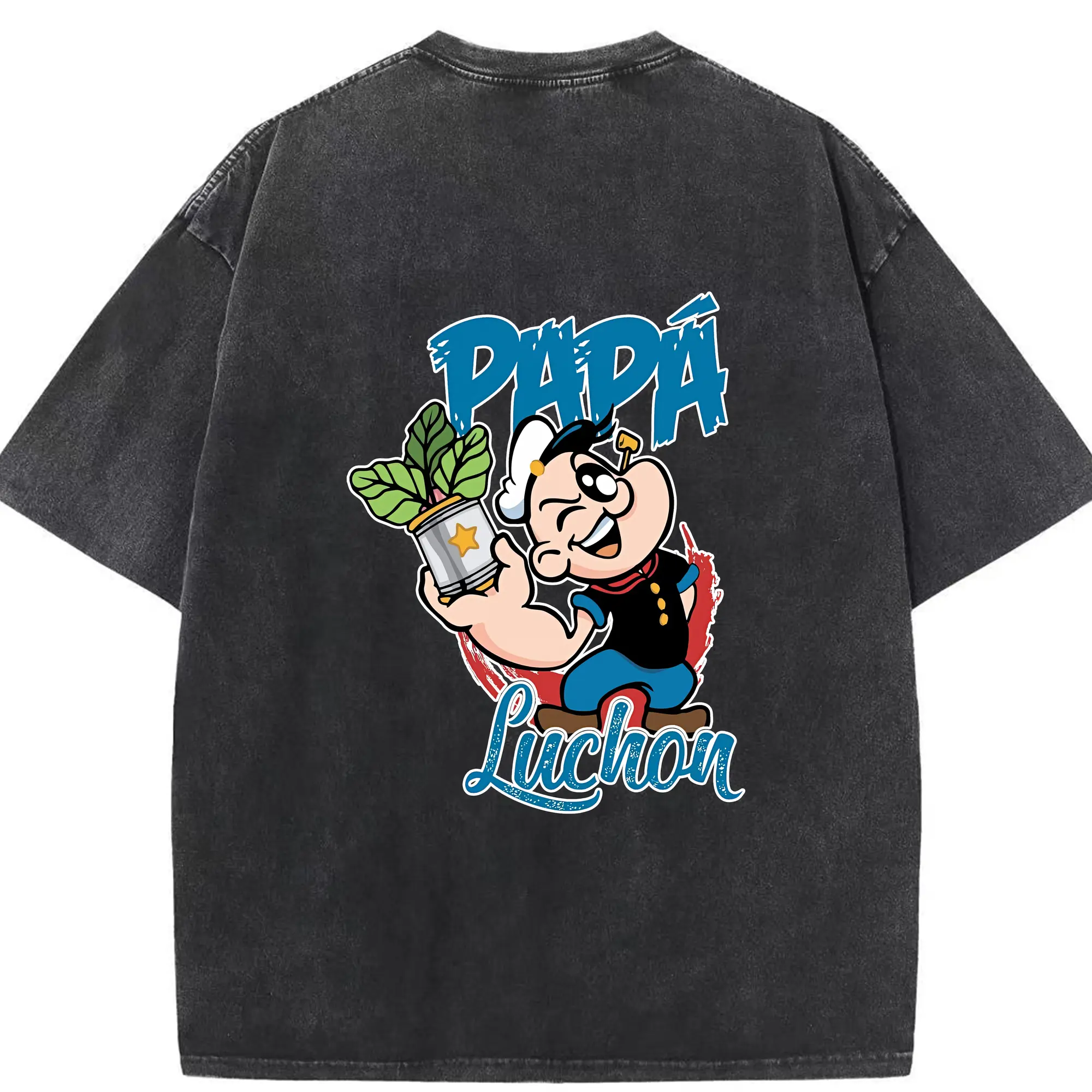 ポパイ グッズ ポパイ - 綿100％ ヴィンテージ風 半袖Tシャツ ・ 背面プリント ・ 柔らか肌触り ・ 通気性 快適 ・ スポーツ カジュアル 外出用