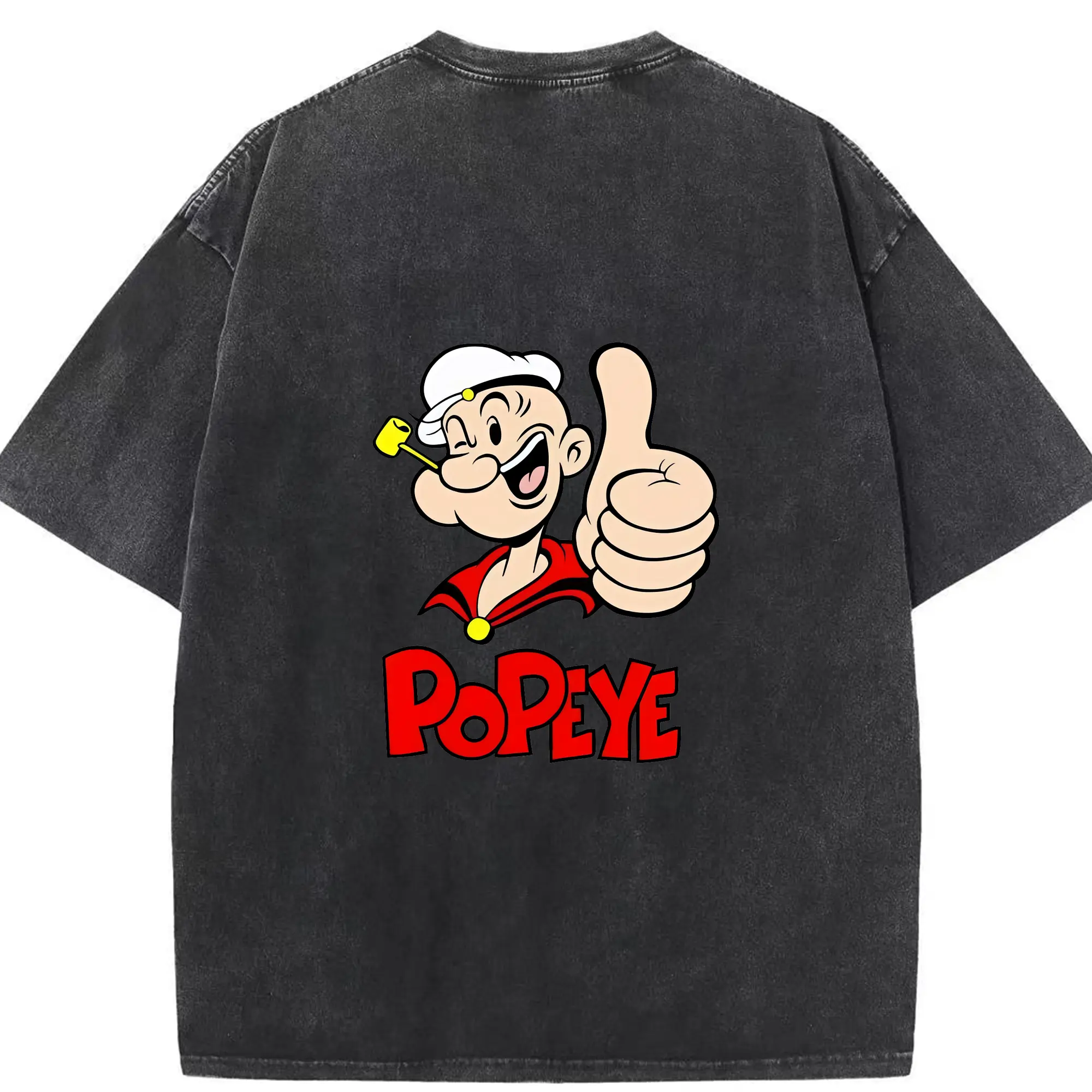 ポパイ グッズ ポパイ - 綿100％ ヴィンテージ風 半袖Tシャツ ・ 背面プリント ・ 柔らか肌触り ・ 通気性 快適 ・ スポーツ カジュアル 外出用