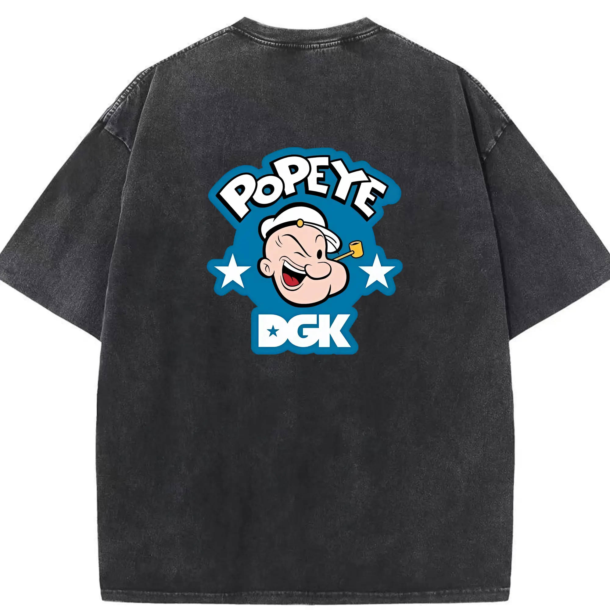 ポパイ グッズ ポパイ - 綿100％ ヴィンテージ風 半袖Tシャツ ・ 背面プリント ・ 柔らか肌触り ・ 通気性 快適 ・ スポーツ カジュアル 外出用