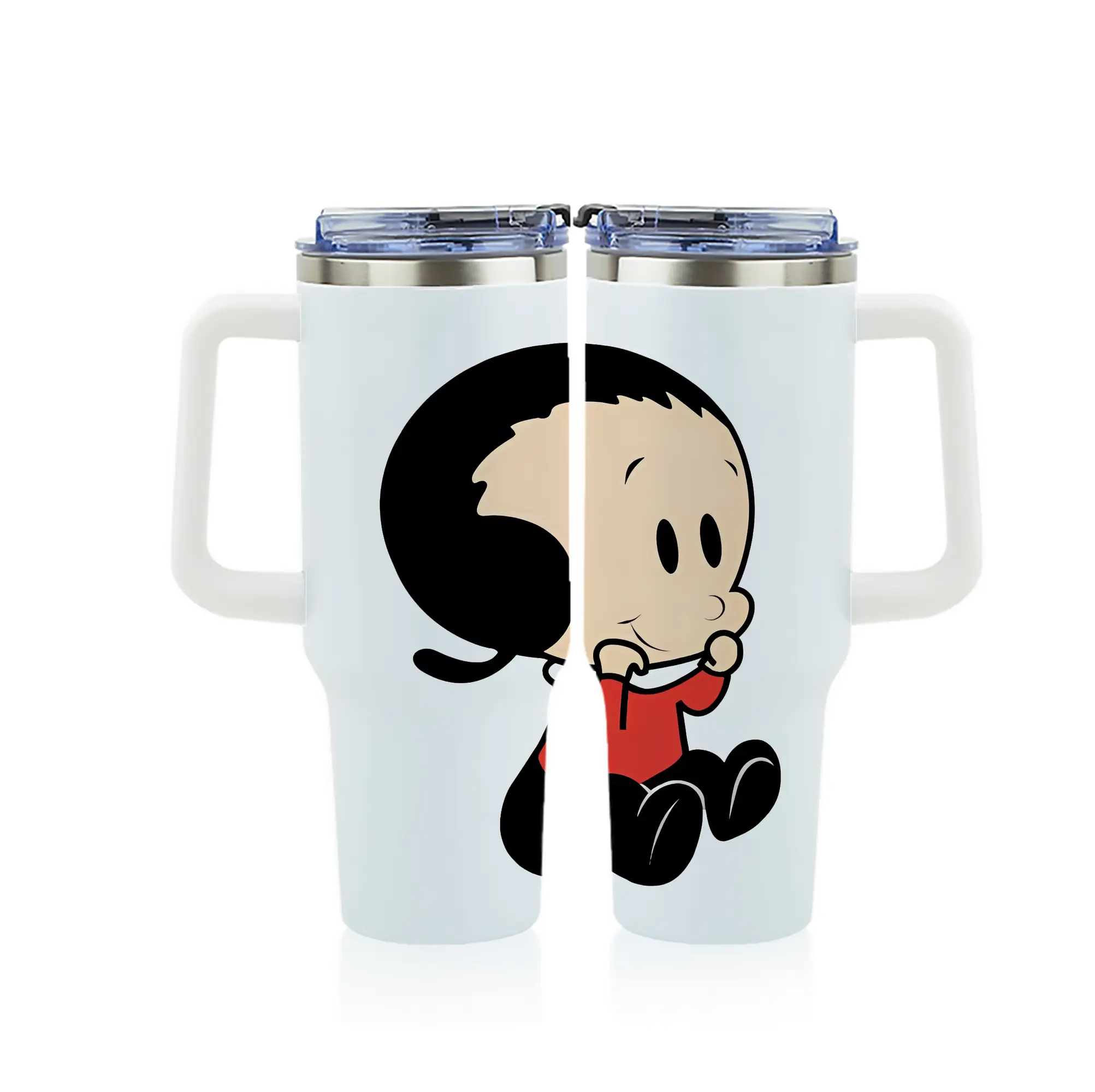 ポパイ グッズ オリーブ・オイル - 1200mL フルプリント車用タンブラー ・ 304ステンレス 内側 ・ 201ステンレス 外側 ・ 保温 保冷 ・ 通勤 ドライブ アウトドア用