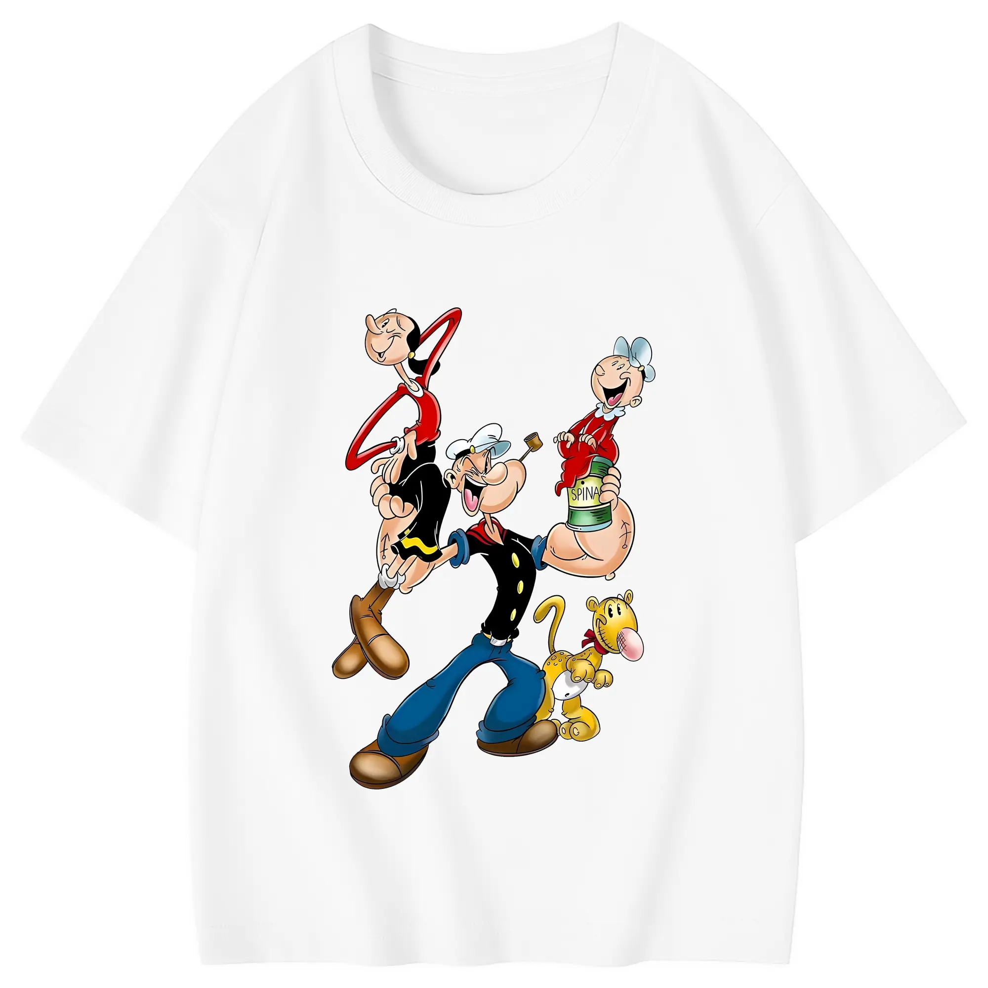 ポパイ グッズ オリーブ・オイル - 綿100％ キッズTシャツ ・ フロントプリント ・ 快適 通気性 ・ スポーツ カジュアル 散歩用