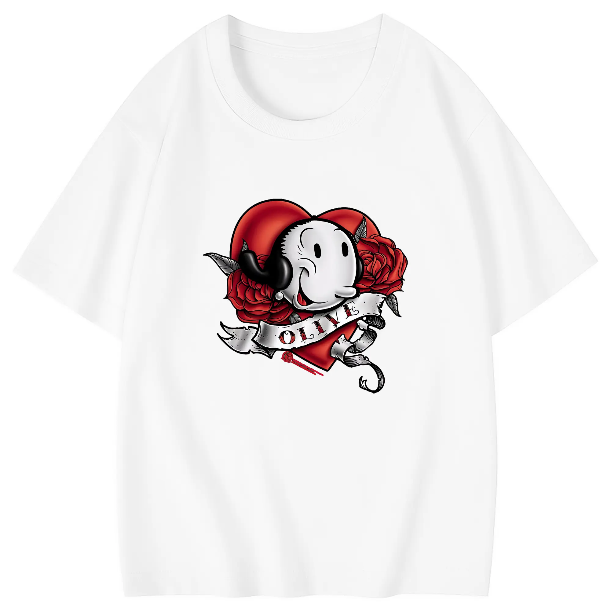 ポパイ グッズ オリーブ・オイル - 綿100％ キッズTシャツ ・ フロントプリント ・ 快適 通気性 ・ スポーツ カジュアル 散歩用