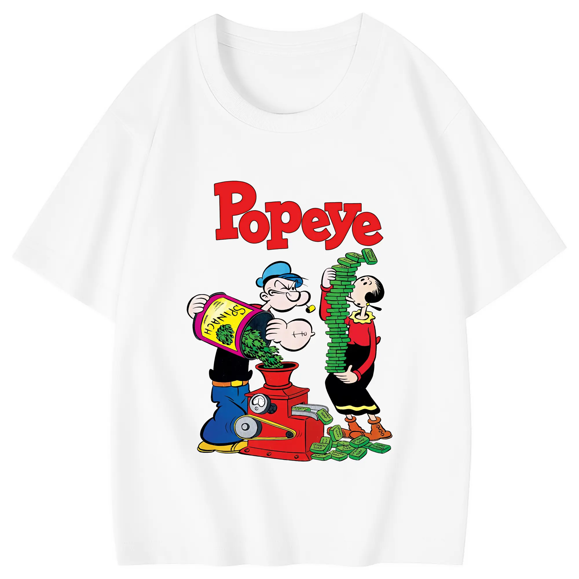 ポパイ グッズ オリーブ・オイル - 綿100％ キッズTシャツ ・ フロントプリント ・ 快適 通気性 ・ スポーツ カジュアル 散歩用