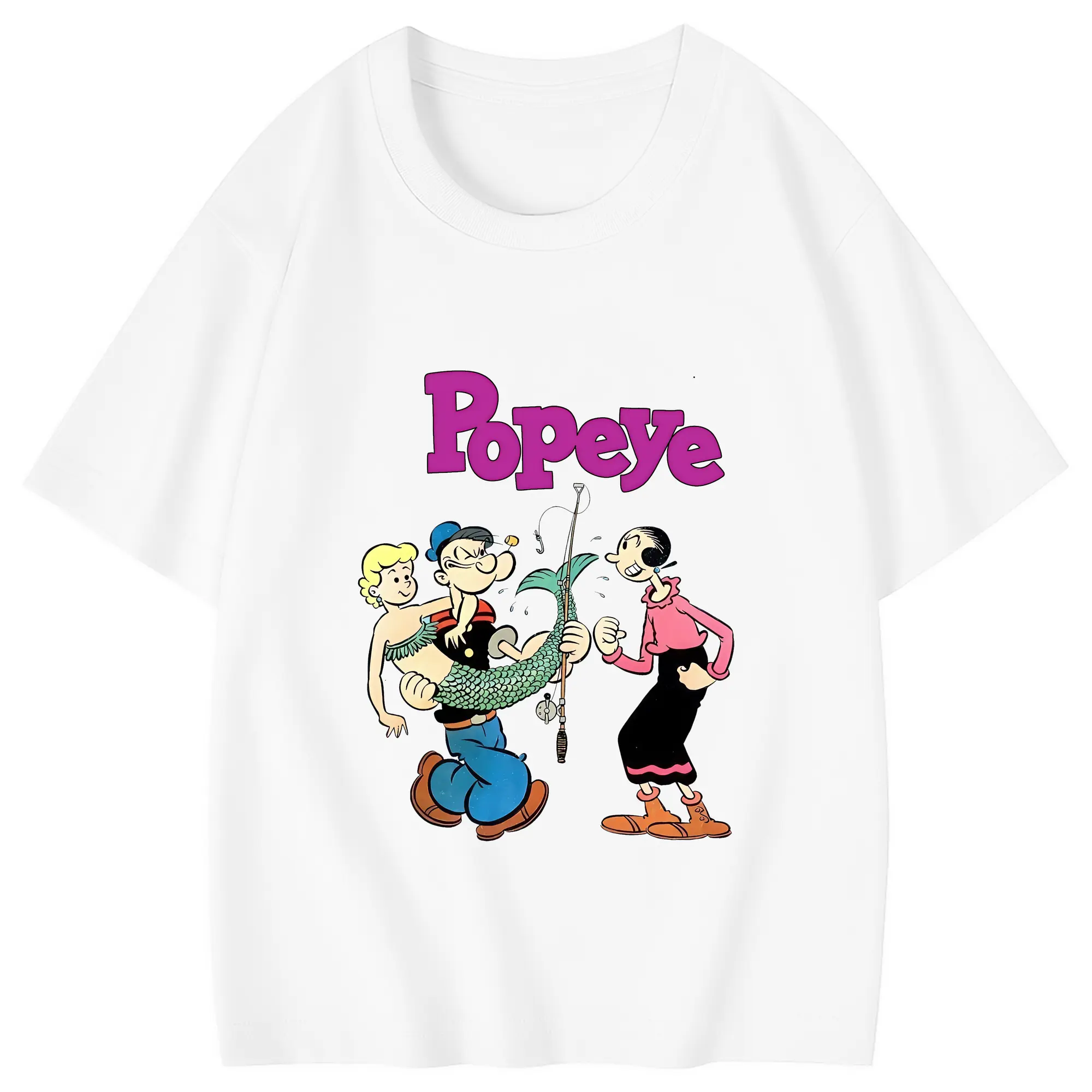 ポパイ グッズ オリーブ・オイル - 綿100％ キッズTシャツ ・ フロントプリント ・ 快適 通気性 ・ スポーツ カジュアル 散歩用