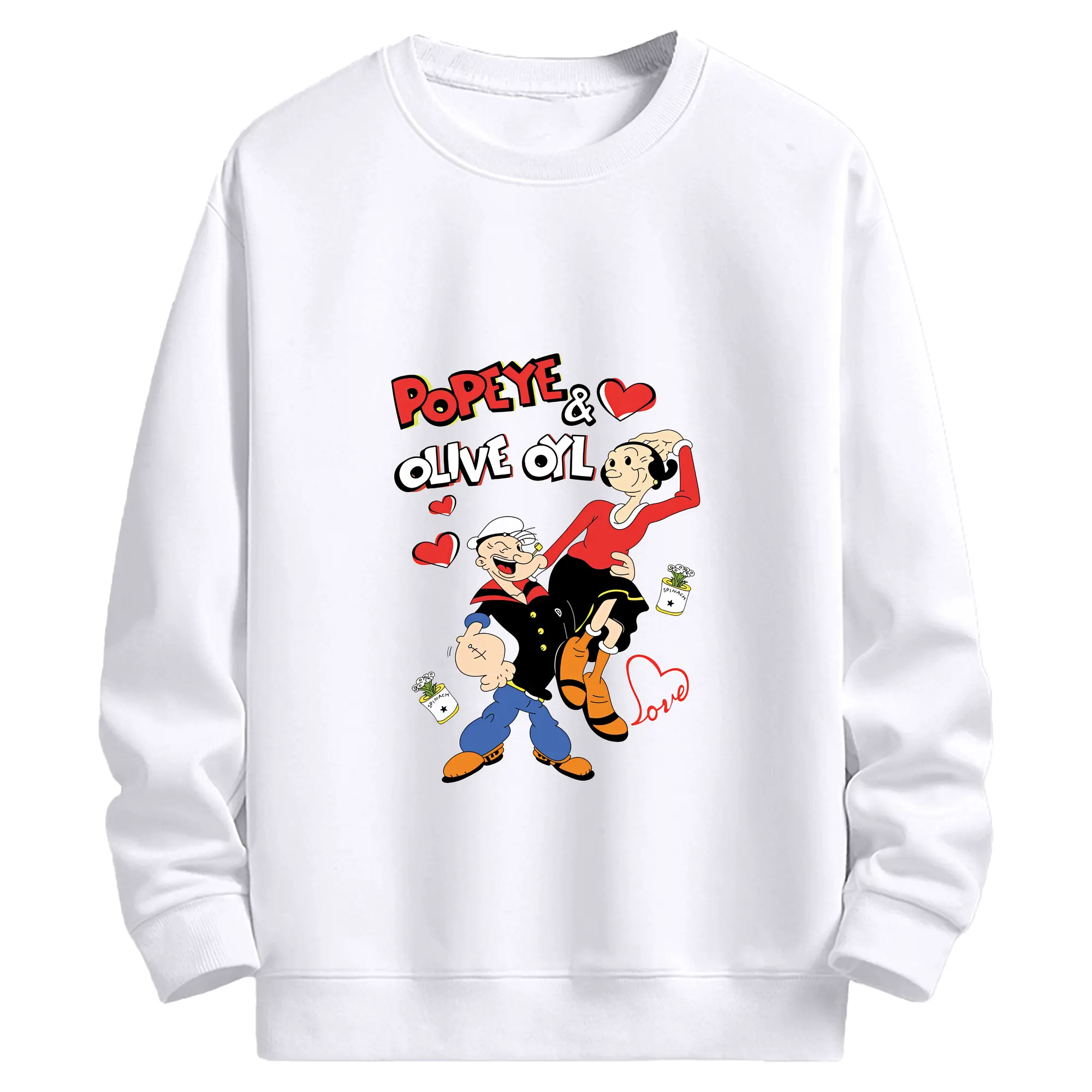 ポパイ グッズ オリーブ・オイル - 高品質 クルーネック スウェット ・ コットン59％ ポリエステル41％ ・ ユニセックス 長袖 トレーナー ・ カジュアル デイリー スポーツ 散歩用