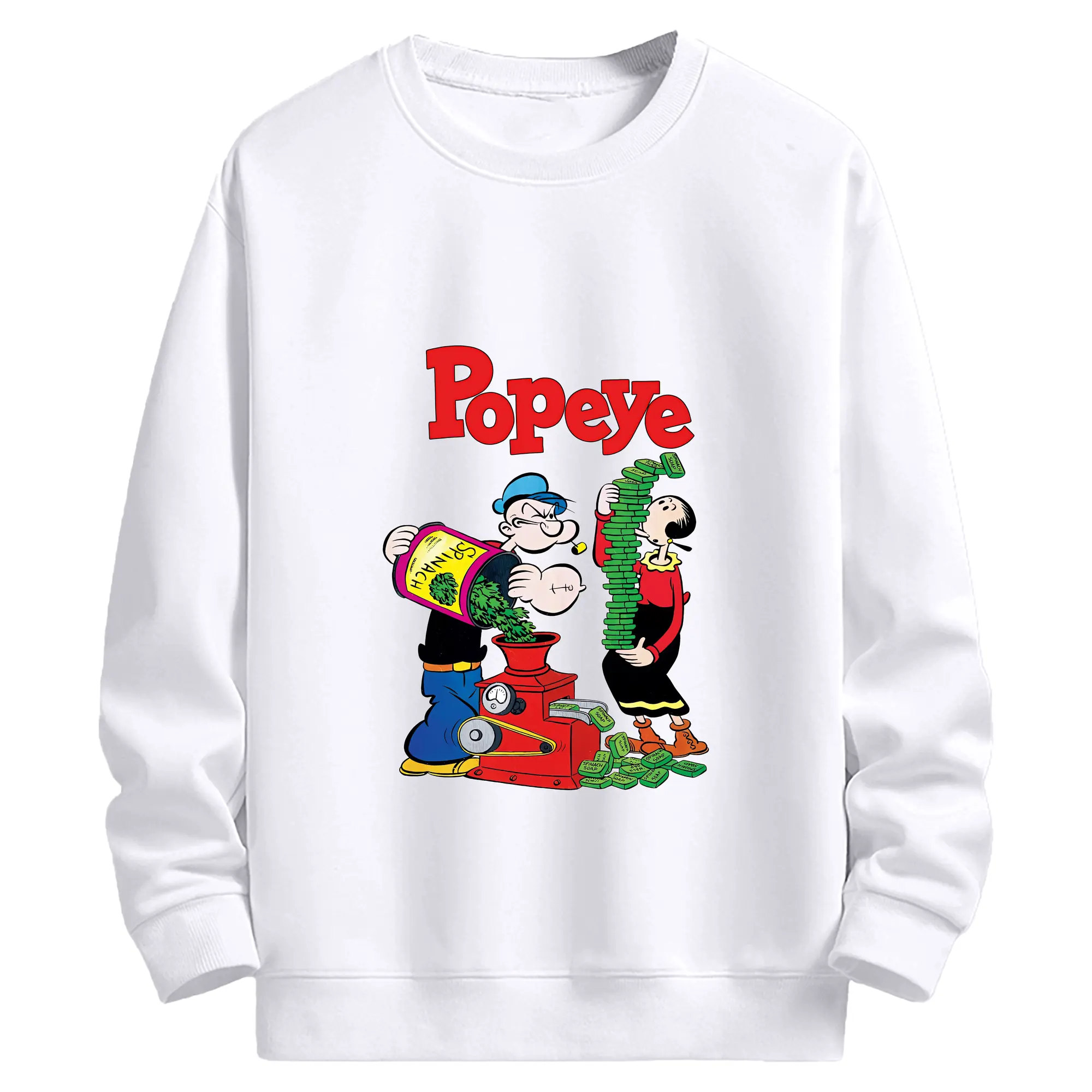 ポパイ グッズ オリーブ・オイル - 高品質 クルーネック スウェット ・ コットン59％ ポリエステル41％ ・ ユニセックス 長袖 トレーナー ・ カジュアル デイリー スポーツ 散歩用