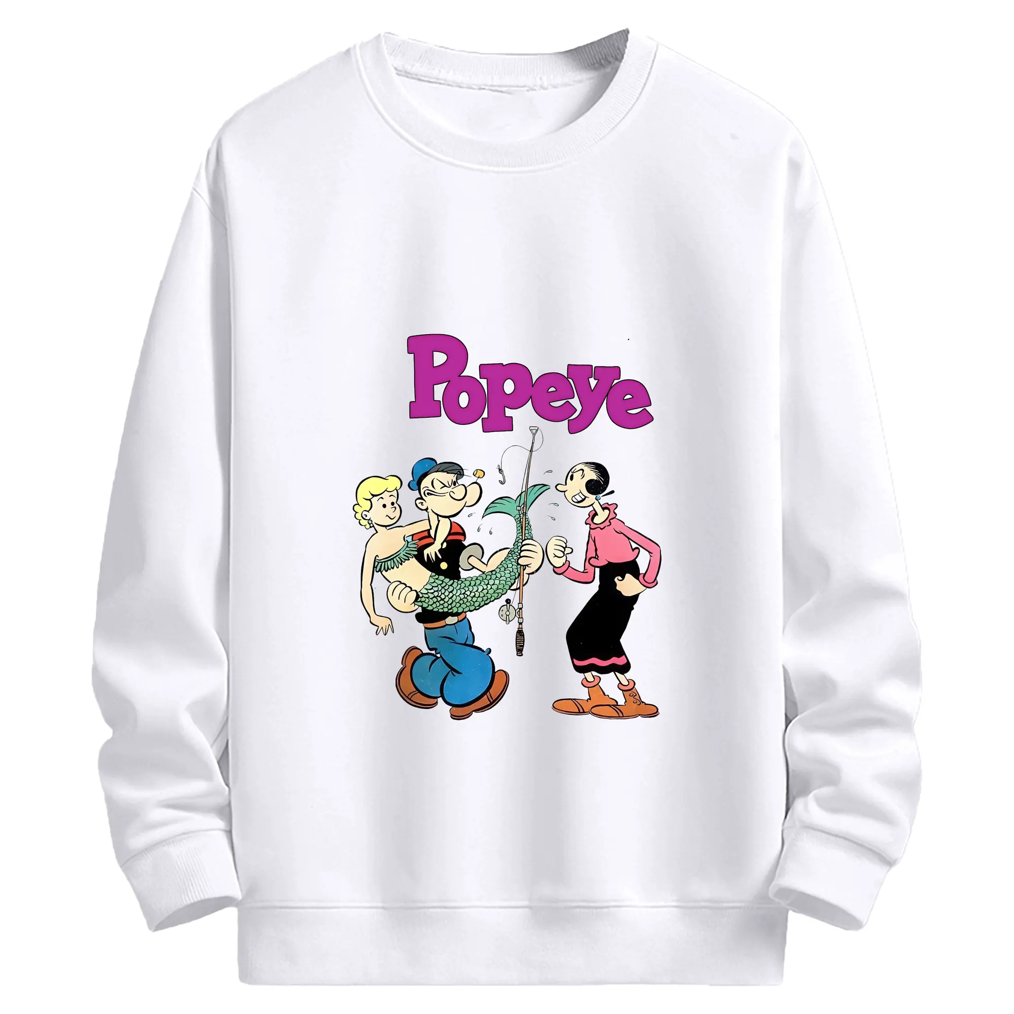 ポパイ グッズ オリーブ・オイル - 高品質 クルーネック スウェット ・ コットン59％ ポリエステル41％ ・ ユニセックス 長袖 トレーナー ・ カジュアル デイリー スポーツ 散歩用