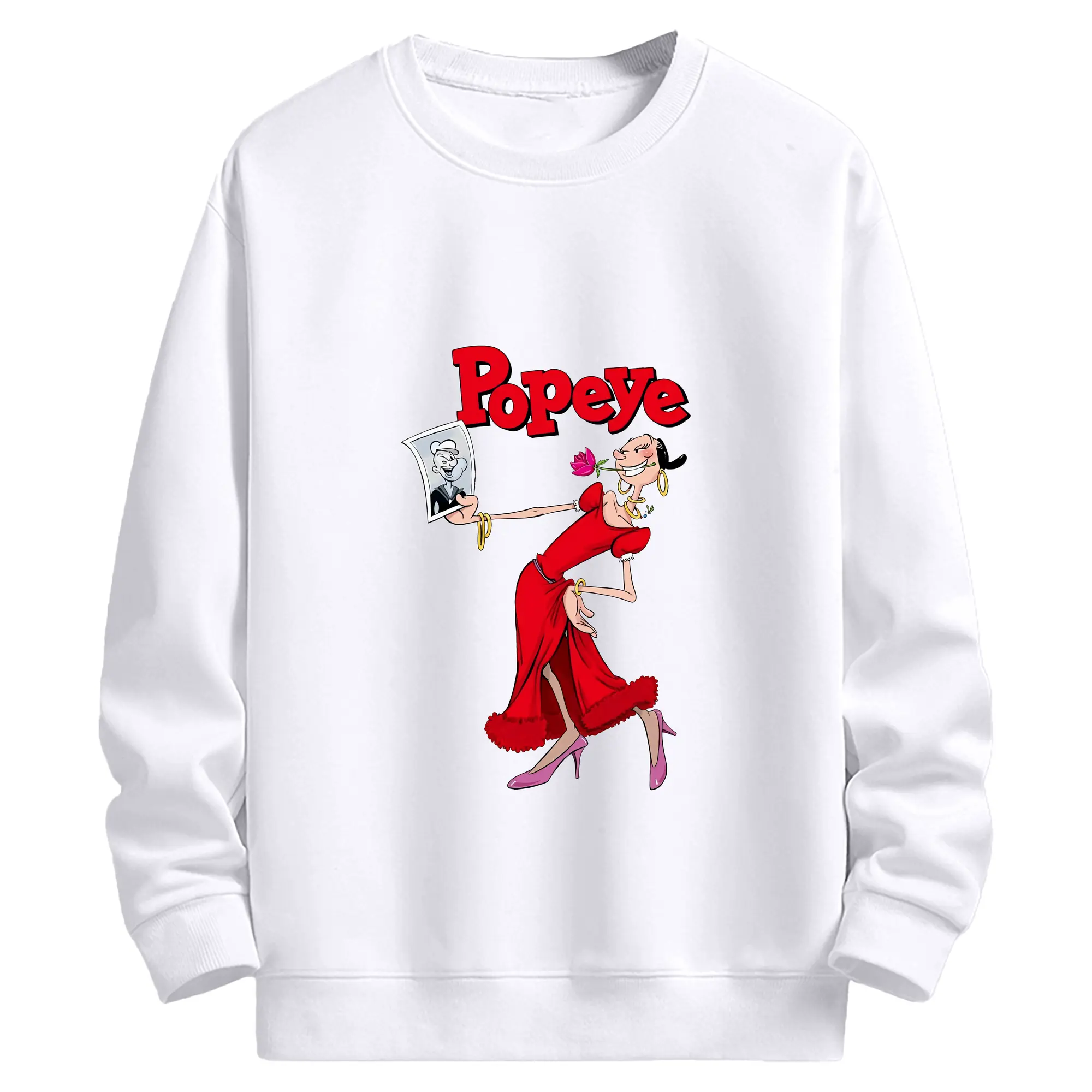 ポパイ グッズ オリーブ・オイル - 高品質 クルーネック スウェット ・ コットン59％ ポリエステル41％ ・ ユニセックス 長袖 トレーナー ・ カジュアル デイリー スポーツ 散歩用