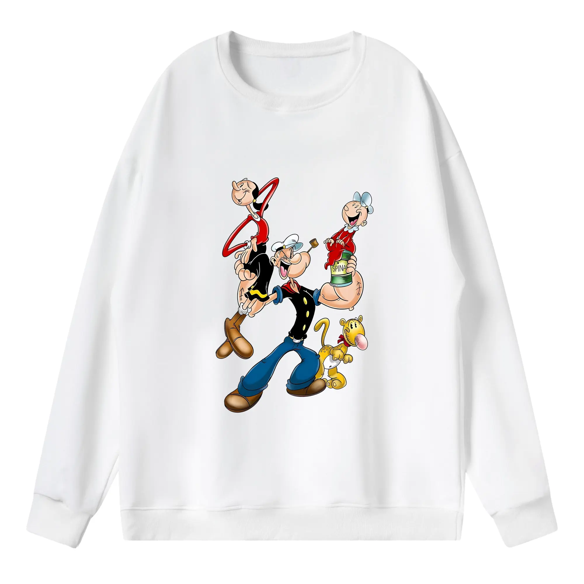 ポパイ グッズ オリーブ・オイル - 薄手 クルーネック スウェット 裏毛260g · ポリエステル 春秋向け カジュアル 男女兼用 · トレーナー デイリー スポーツ 散歩に最適