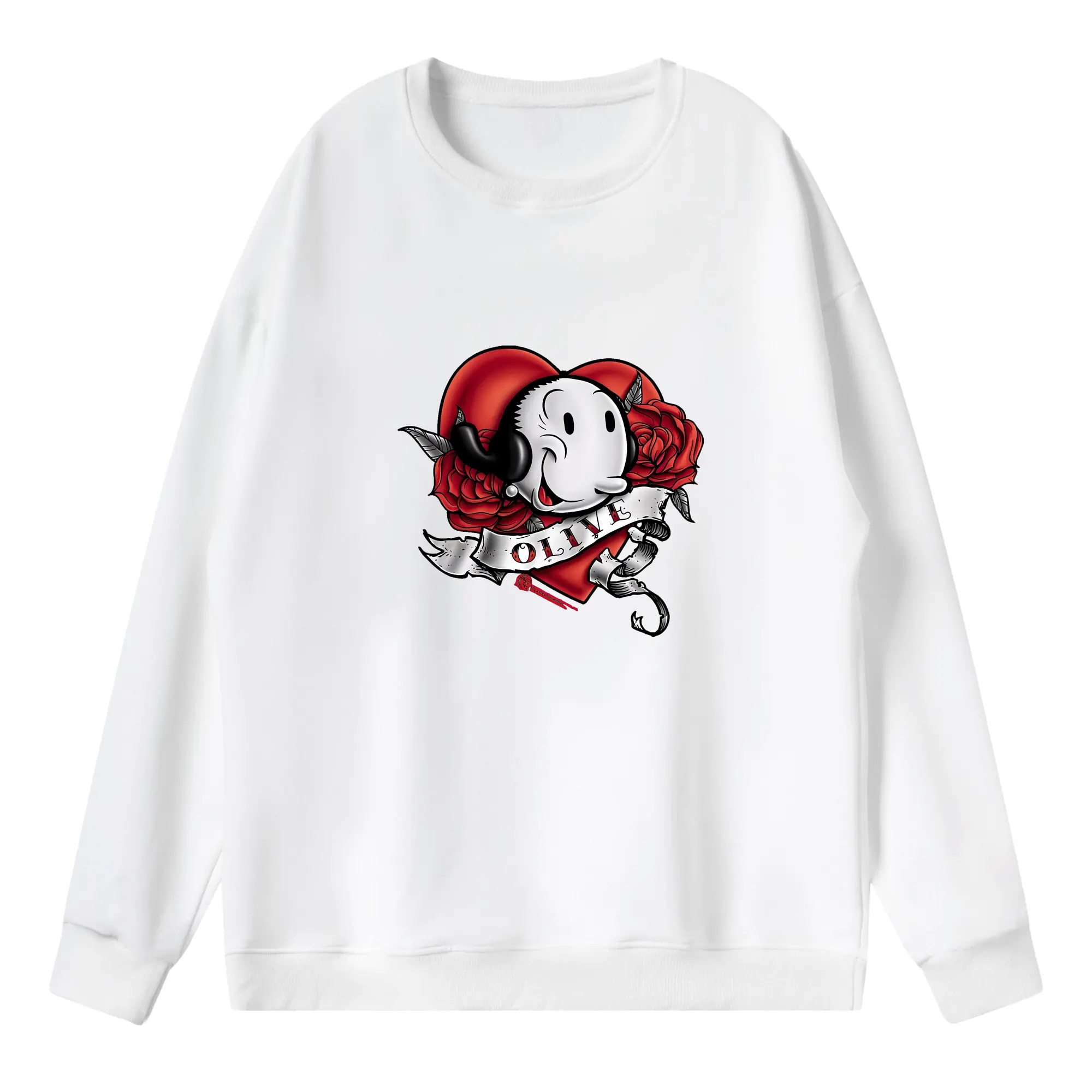 ポパイ グッズ オリーブ・オイル - 薄手 クルーネック スウェット 裏毛260g · ポリエステル 春秋向け カジュアル 男女兼用 · トレーナー デイリー スポーツ 散歩に最適