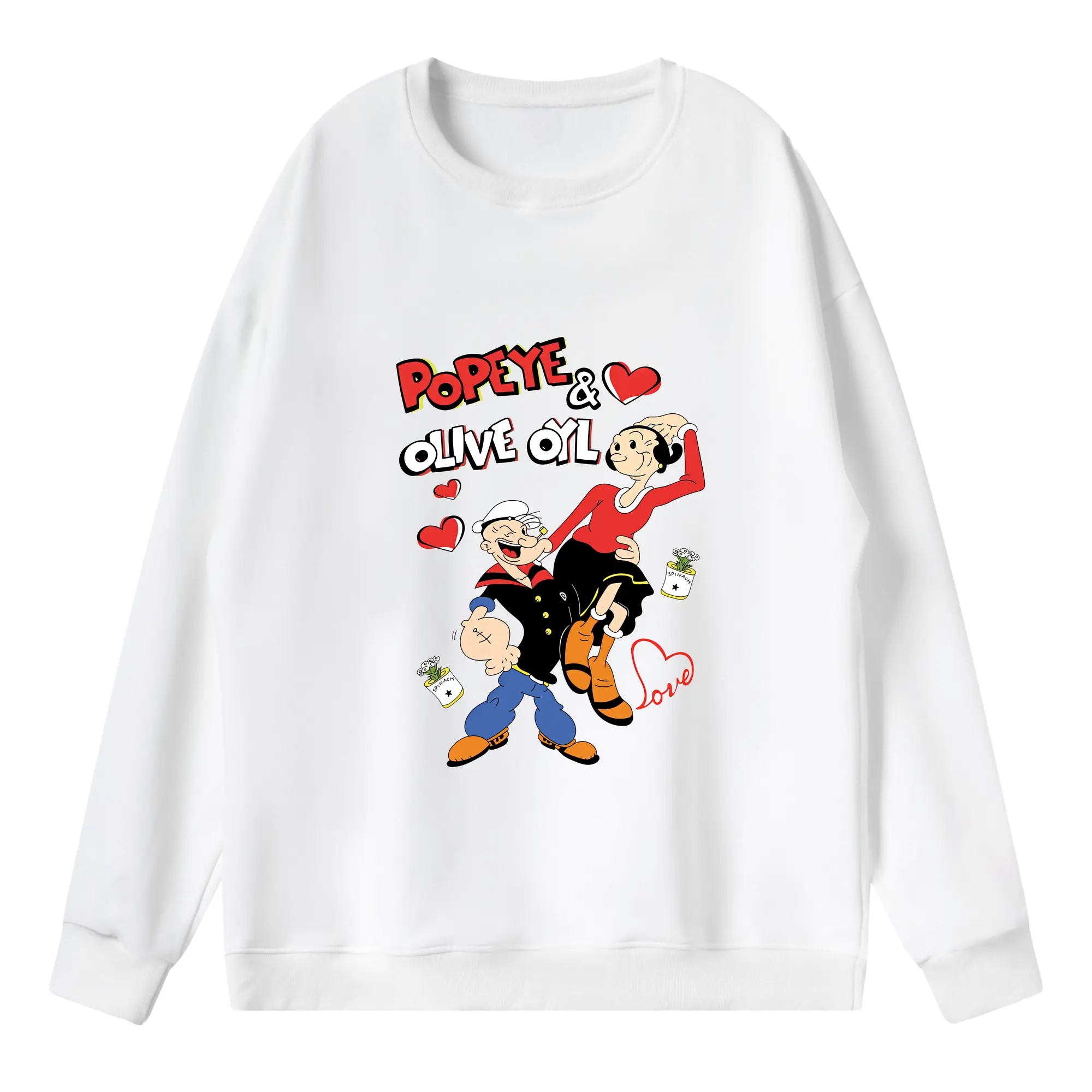 ポパイ グッズ オリーブ・オイル - 薄手 クルーネック スウェット 裏毛260g · ポリエステル 春秋向け カジュアル 男女兼用 · トレーナー デイリー スポーツ 散歩に最適