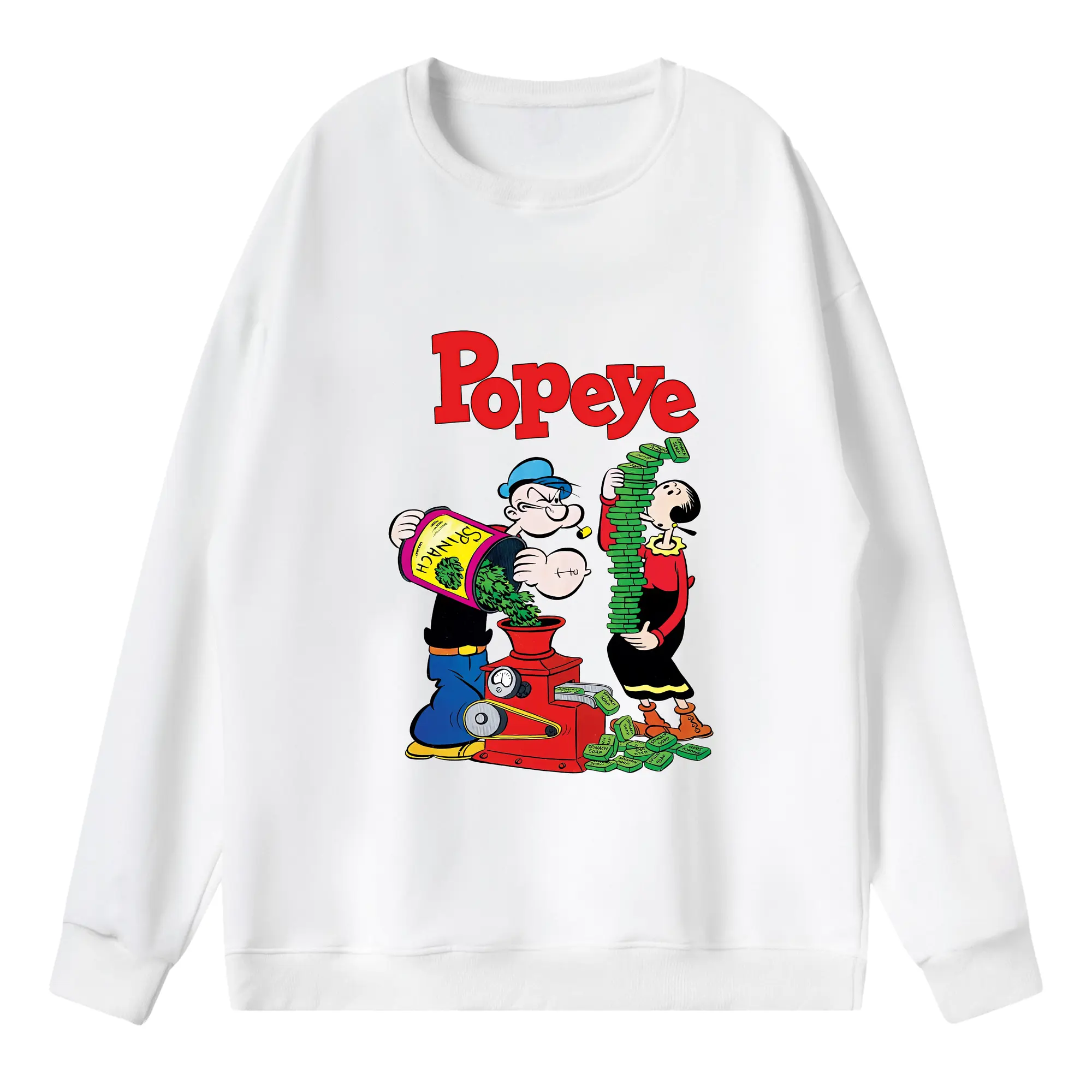 ポパイ グッズ オリーブ・オイル - 薄手 クルーネック スウェット 裏毛260g · ポリエステル 春秋向け カジュアル 男女兼用 · トレーナー デイリー スポーツ 散歩に最適