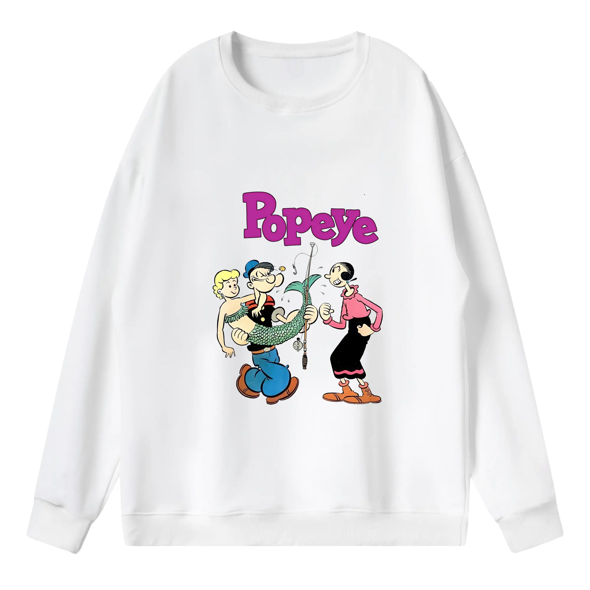 ポパイ グッズ オリーブ・オイル - 薄手 クルーネック スウェット 裏毛260g · ポリエステル 春秋向け カジュアル 男女兼用 · トレーナー デイリー スポーツ 散歩に最適