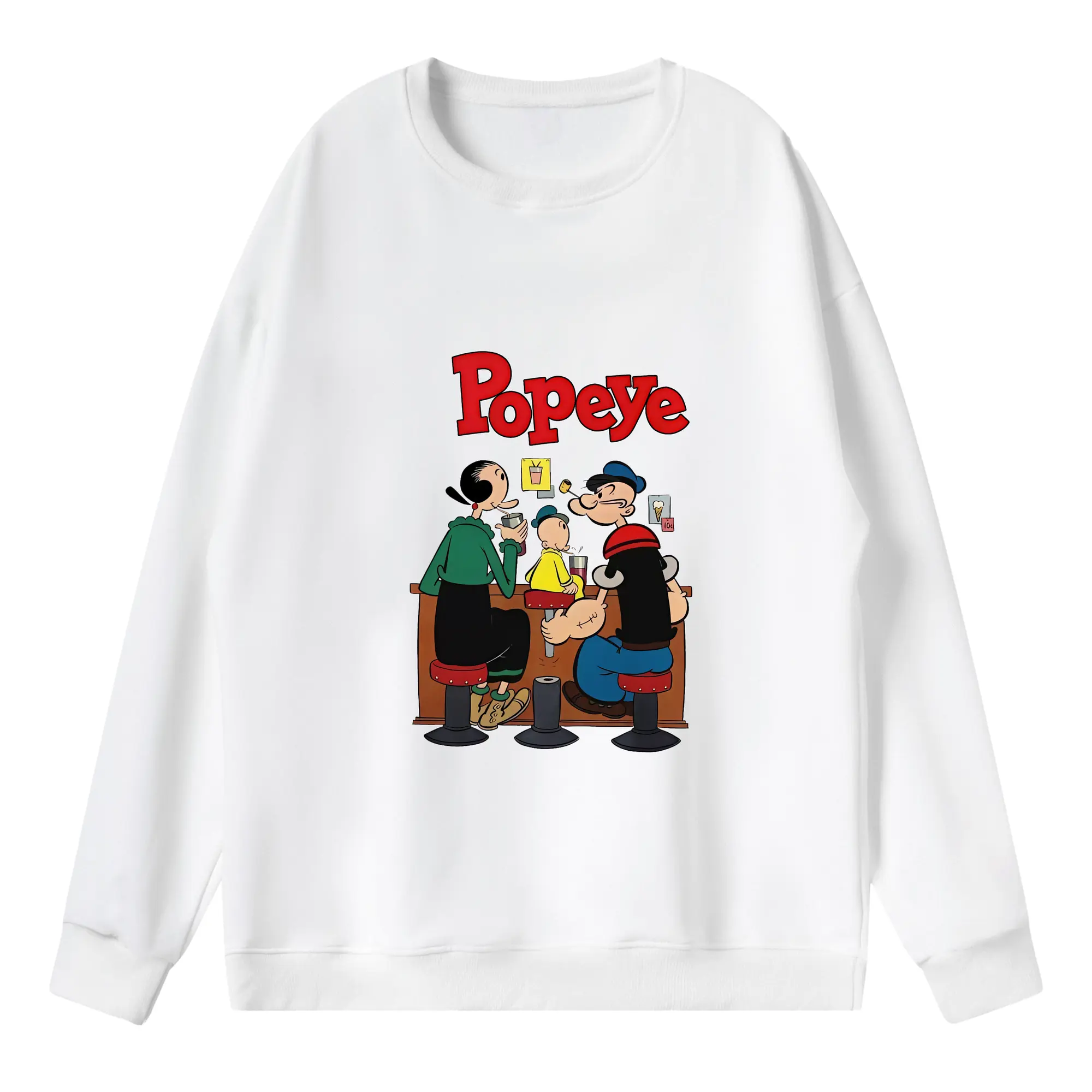 ポパイ グッズ オリーブ・オイル - 薄手 クルーネック スウェット 裏毛260g · ポリエステル 春秋向け カジュアル 男女兼用 · トレーナー デイリー スポーツ 散歩に最適