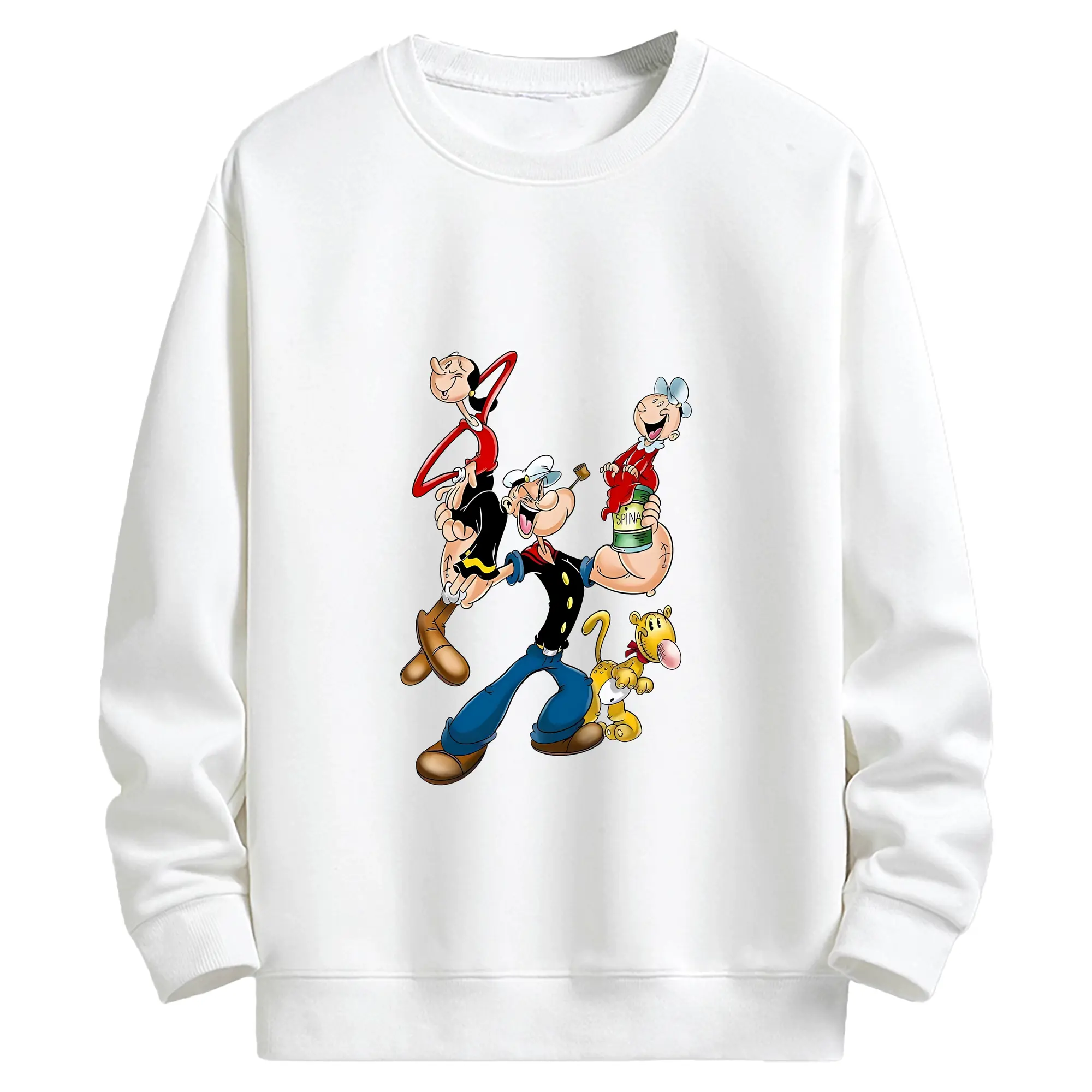 ポパイ グッズ オリーブ・オイル - キッズ クルーネックスウェットシャツ ・ フロントプリント ・ 綿80％ ポリエステル20％ ・ 快適 通学 スポーツ 日常使い お散歩用