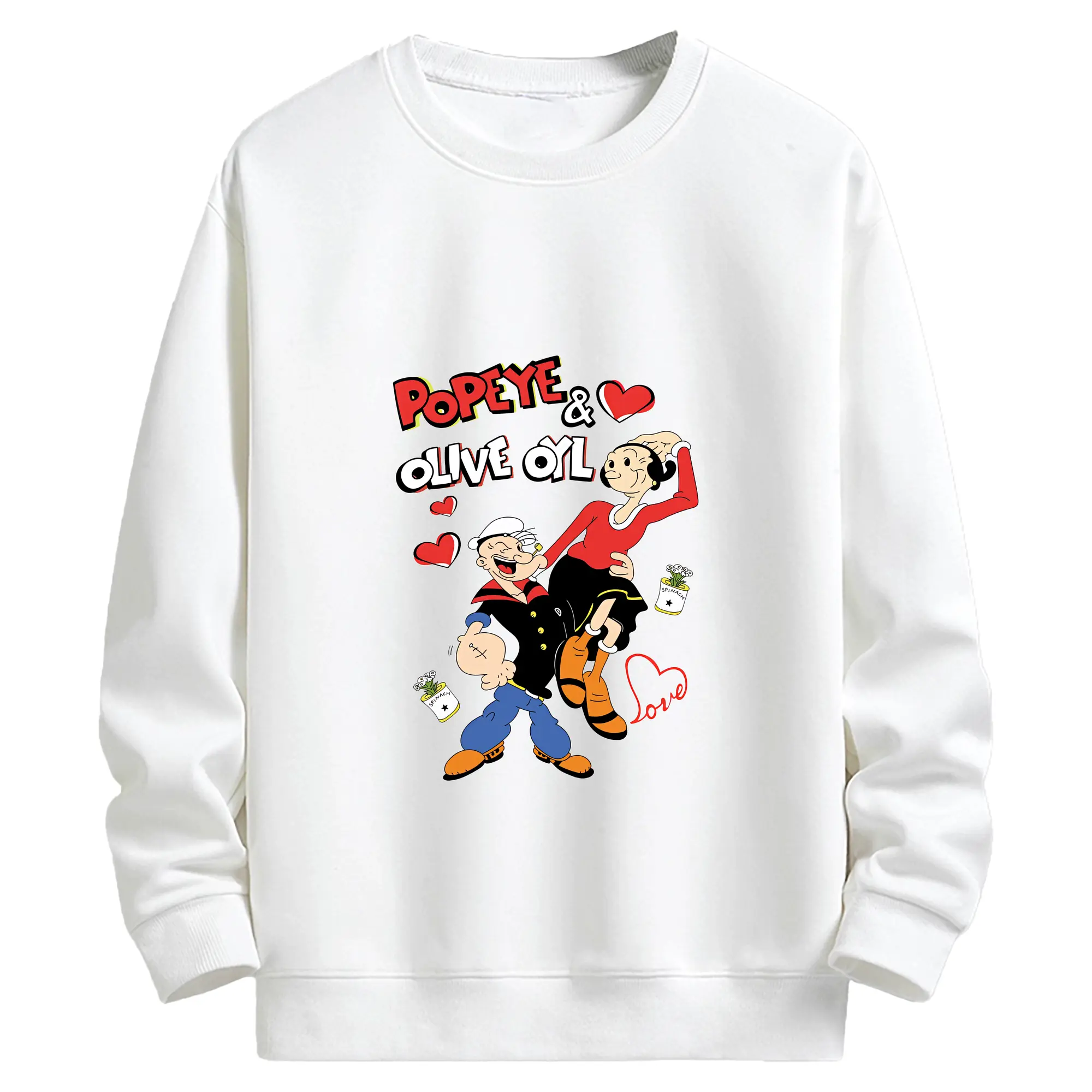 ポパイ グッズ オリーブ・オイル - キッズ クルーネックスウェットシャツ ・ フロントプリント ・ 綿80％ ポリエステル20％ ・ 快適 通学 スポーツ 日常使い お散歩用