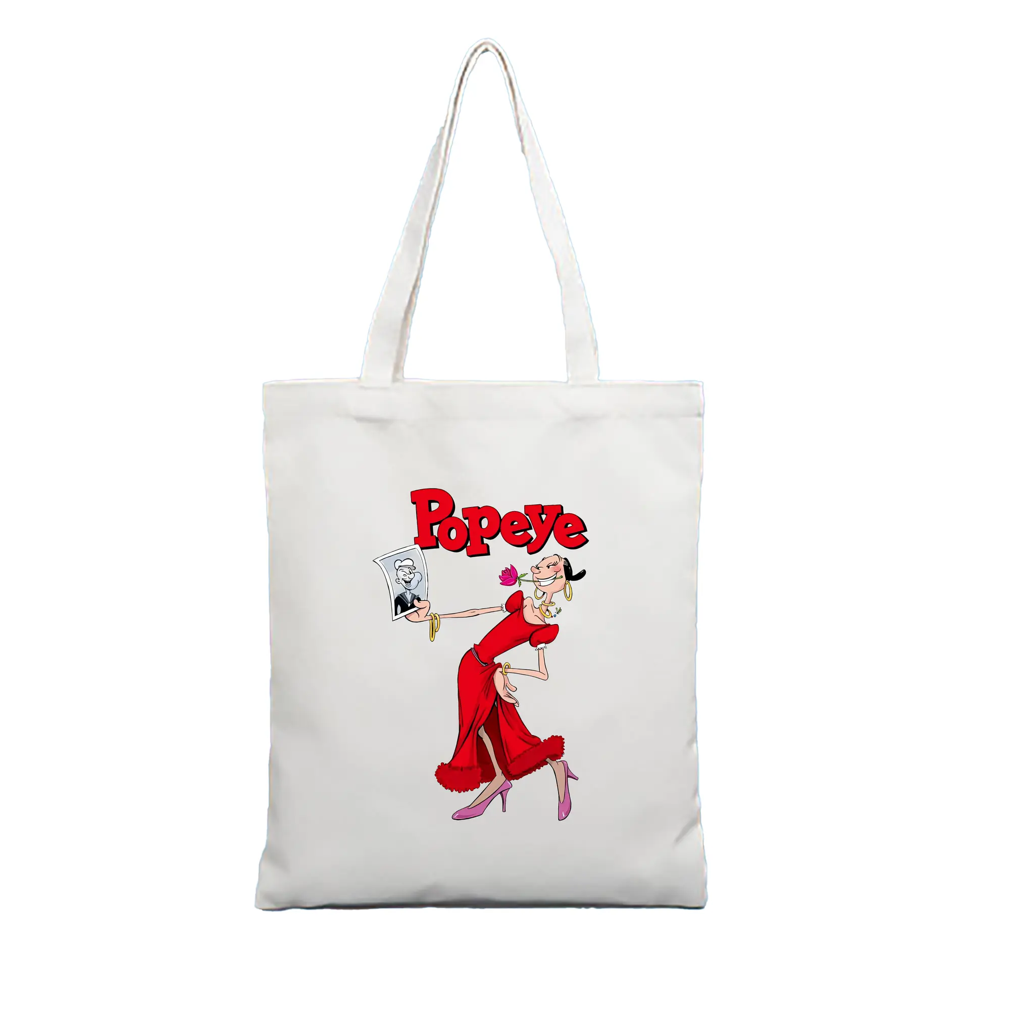 ポパイ グッズ オリーブ・オイル - 縦型キャンバス手提げバッグ（トートバッグ） ・ キャンバス素材 ・ ショッピング用 ・ 軽量 丈夫 お手入れ簡単