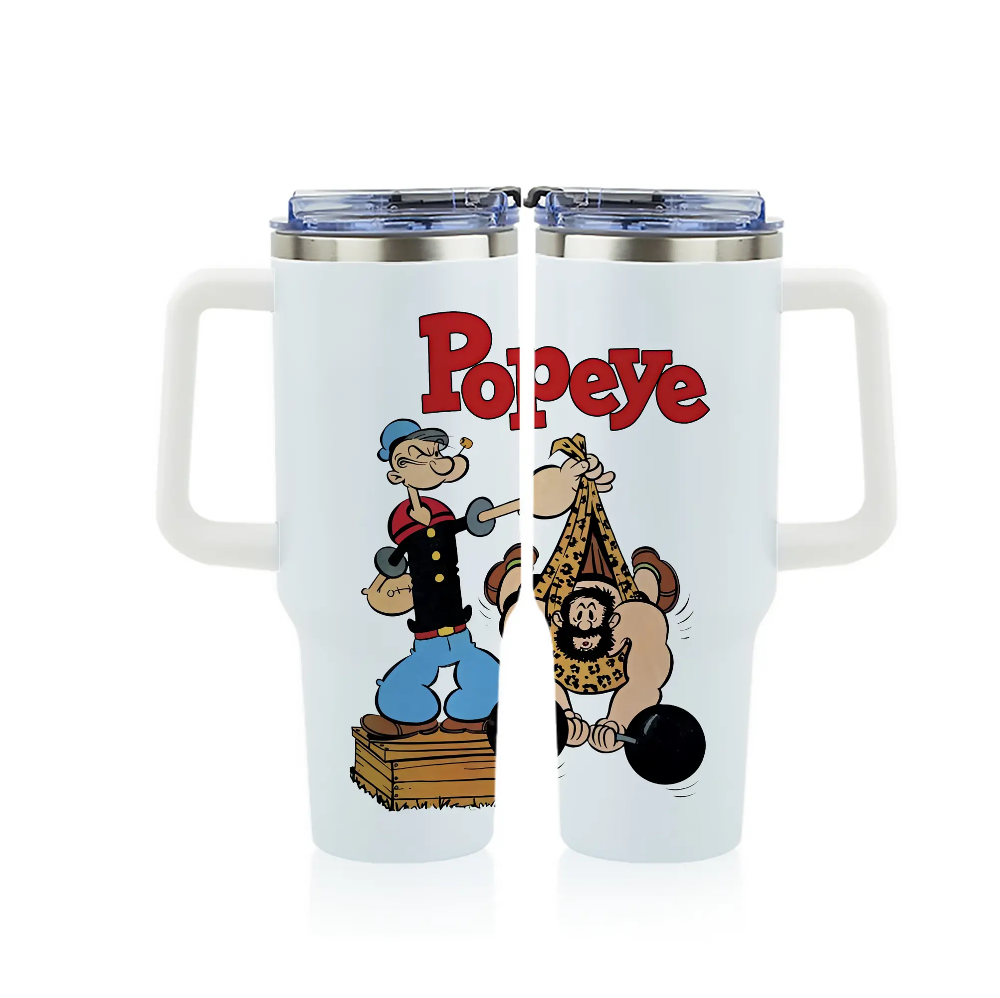 ポパイ グッズ ブルート - 1200mL フルプリント車用タンブラー ・ 304ステンレス 内側 ・ 201ステンレス 外側 ・ 保温 保冷 ・ 通勤 ドライブ アウトドア用