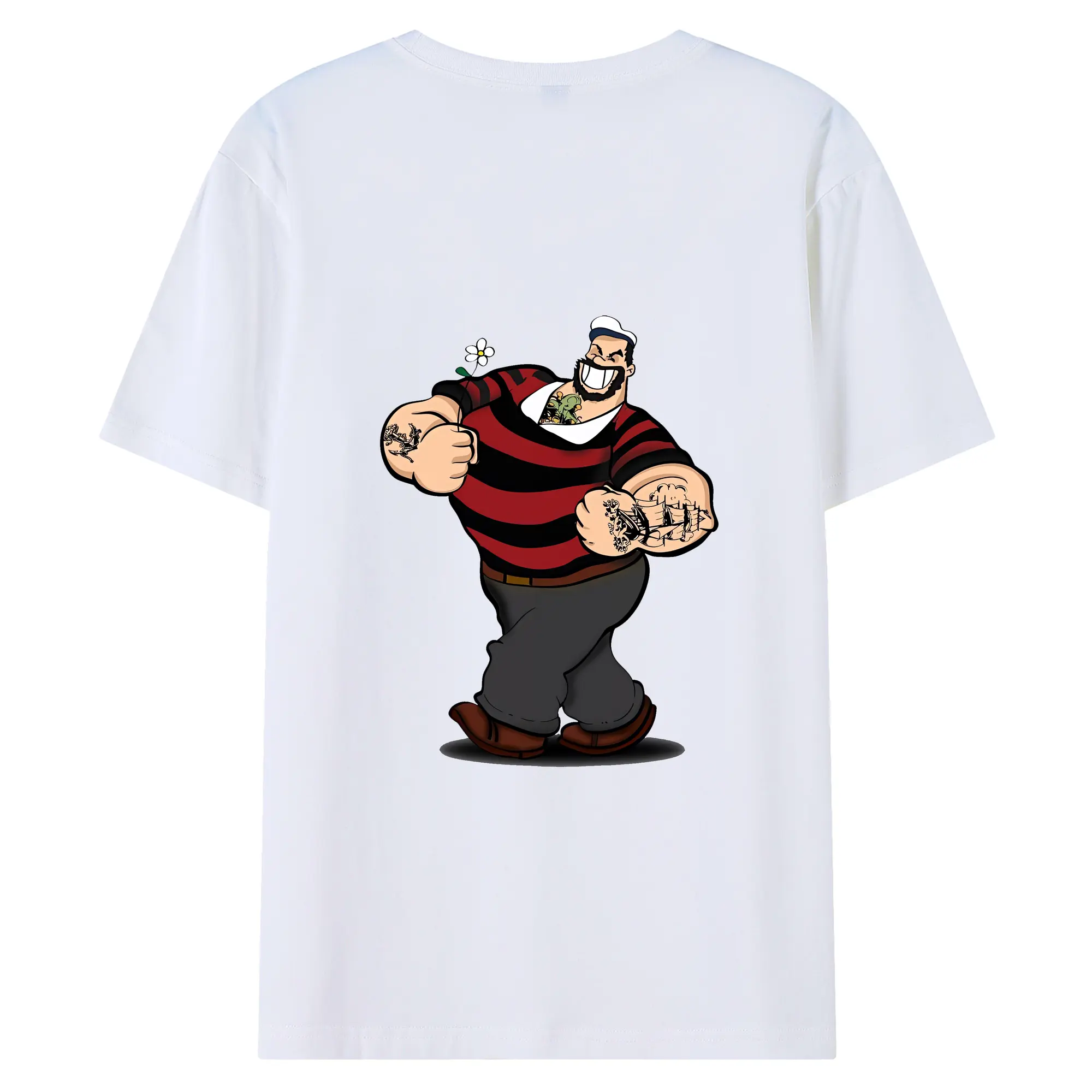 ポパイ グッズ ブルート - 綿100％ 半袖Tシャツ ・ バックプリント ・ 快適 通気性 ・ 日常使い 散歩 スポーツ用