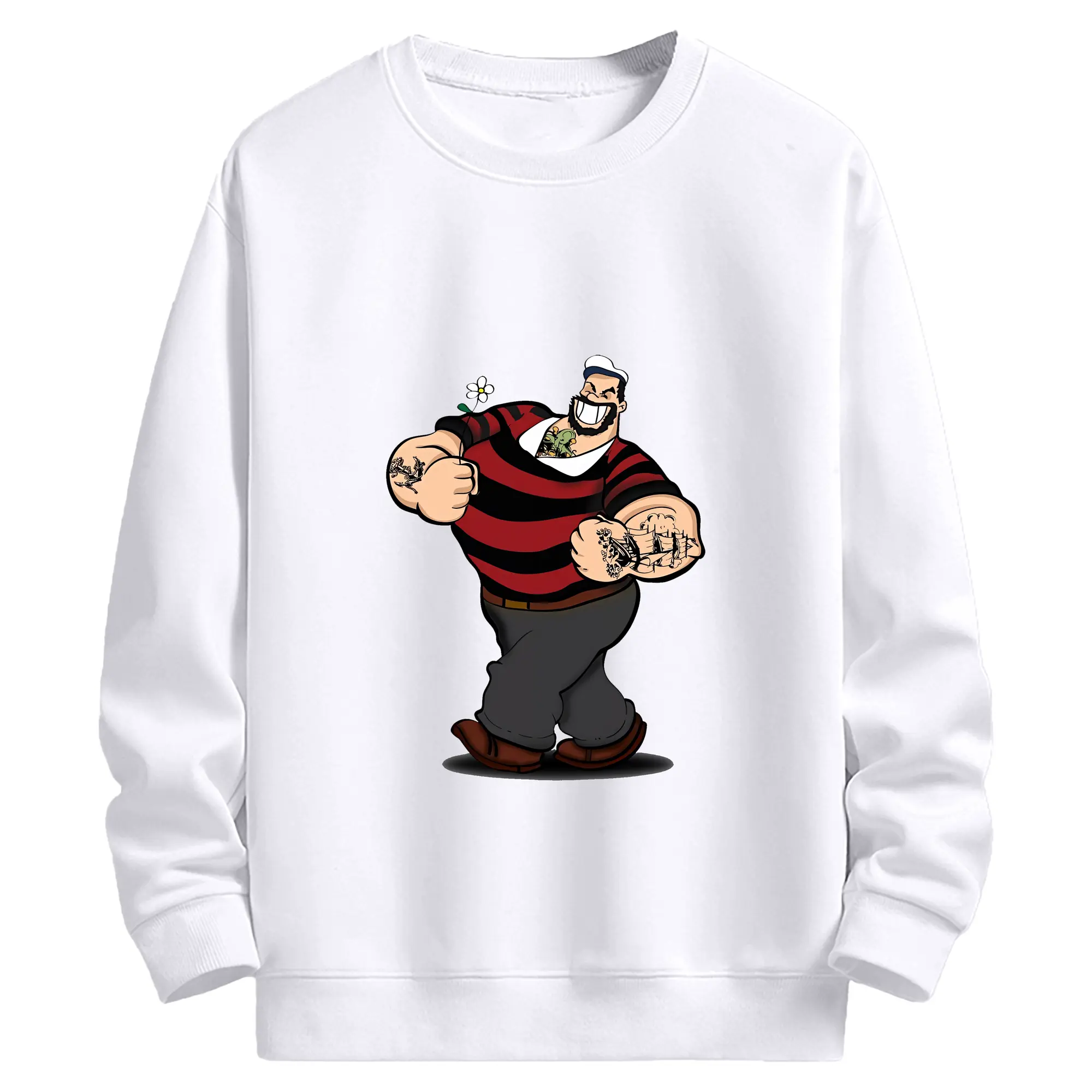 ポパイ グッズ ブルート - 高品質 クルーネック スウェット ・ コットン59％ ポリエステル41％ ・ ユニセックス 長袖 トレーナー ・ カジュアル デイリー スポーツ 散歩用