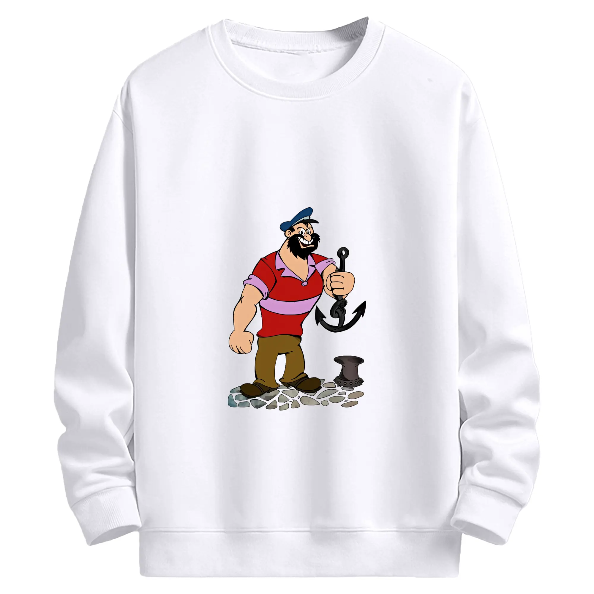 ポパイ グッズ ブルート - 高品質 クルーネック スウェット ・ コットン59％ ポリエステル41％ ・ ユニセックス 長袖 トレーナー ・ カジュアル デイリー スポーツ 散歩用