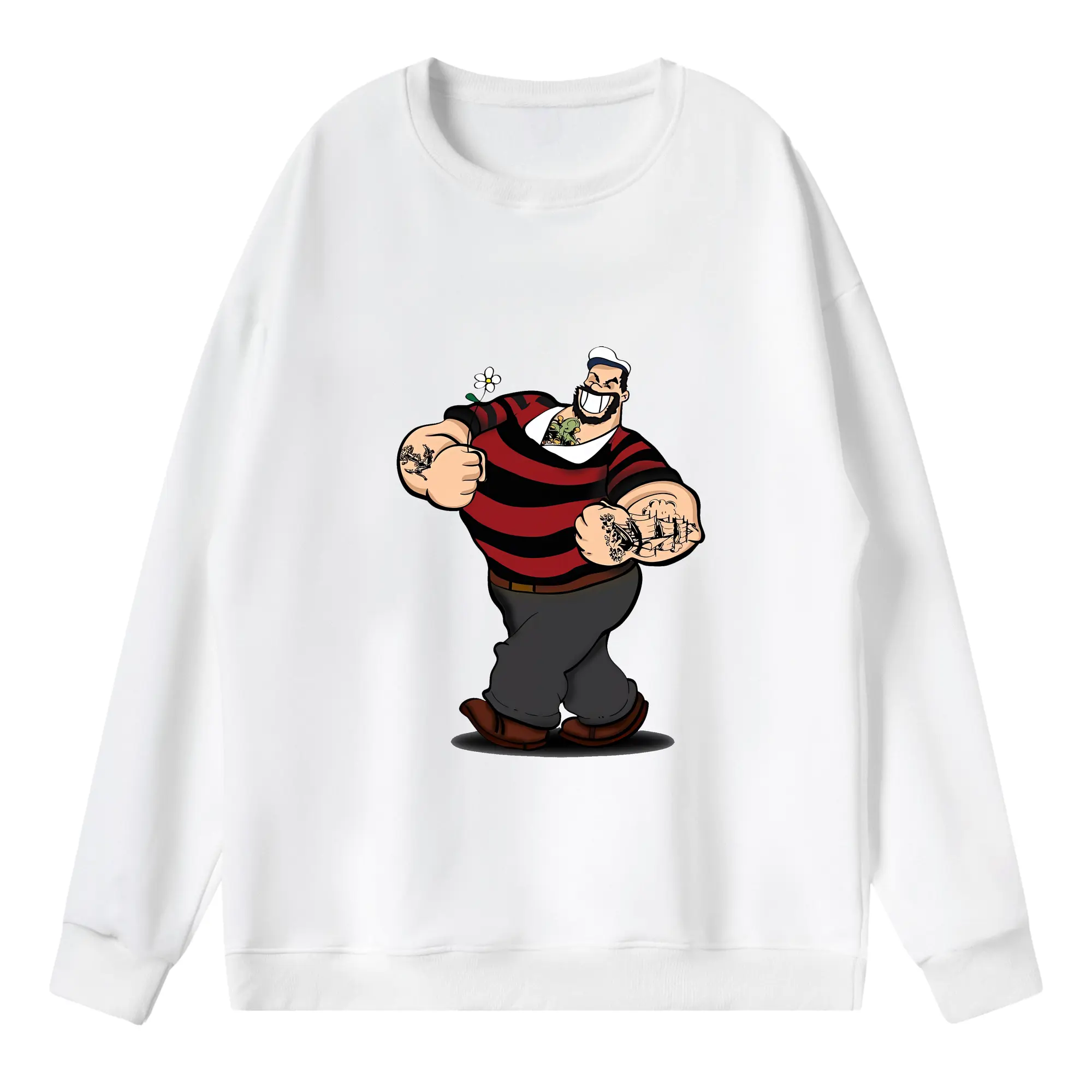 ポパイ グッズ ブルート - 薄手 クルーネック スウェット 裏毛260g · ポリエステル 春秋向け カジュアル 男女兼用 · トレーナー デイリー スポーツ 散歩に最適