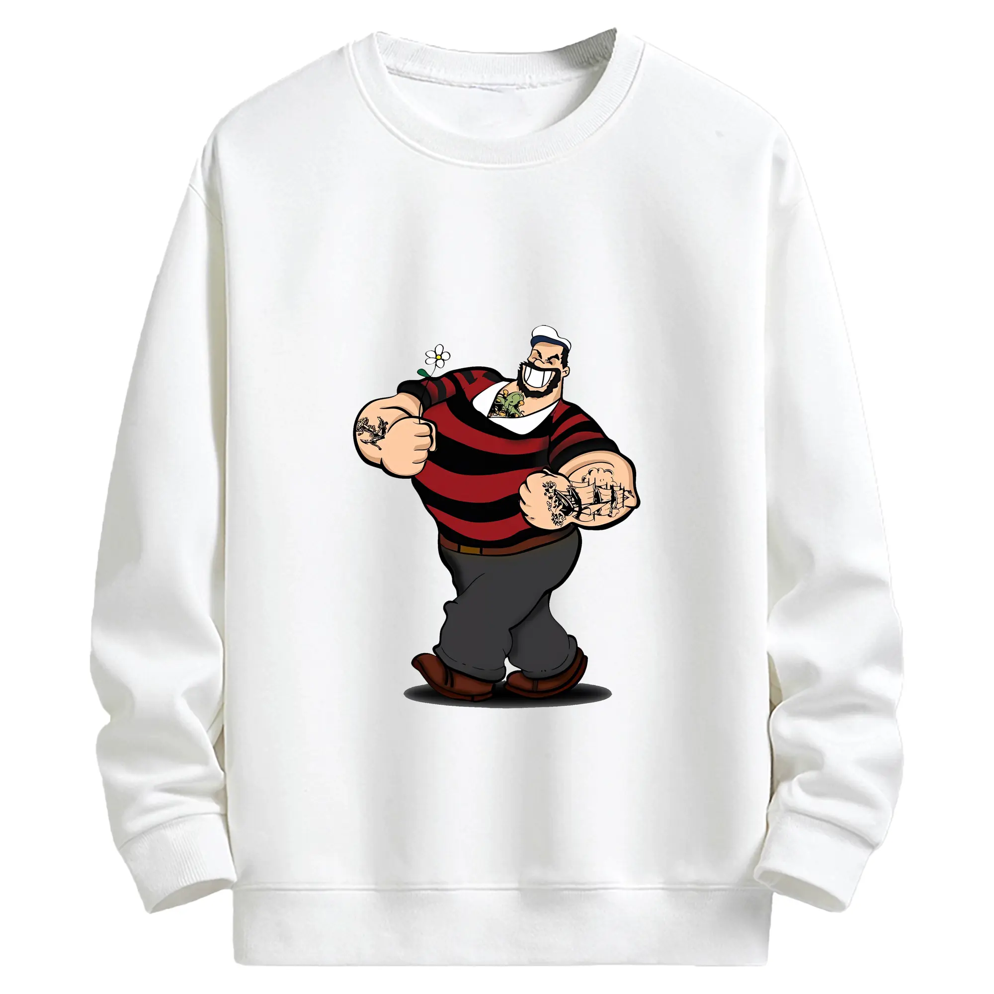 ポパイ グッズ ブルート - キッズ クルーネックスウェットシャツ ・ フロントプリント ・ 綿80％ ポリエステル20％ ・ 快適 通学 スポーツ 日常使い お散歩用