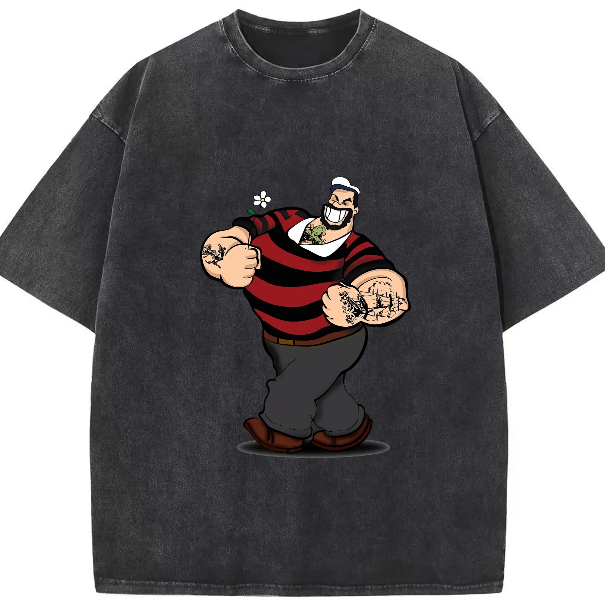 ポパイ グッズ ブルート - 綿100％ ヴィンテージ風 半袖Tシャツ ・ フロントプリント ・ 柔らか肌触り ・ 通気性 快適 ・ スポーツ カジュアル 外出用