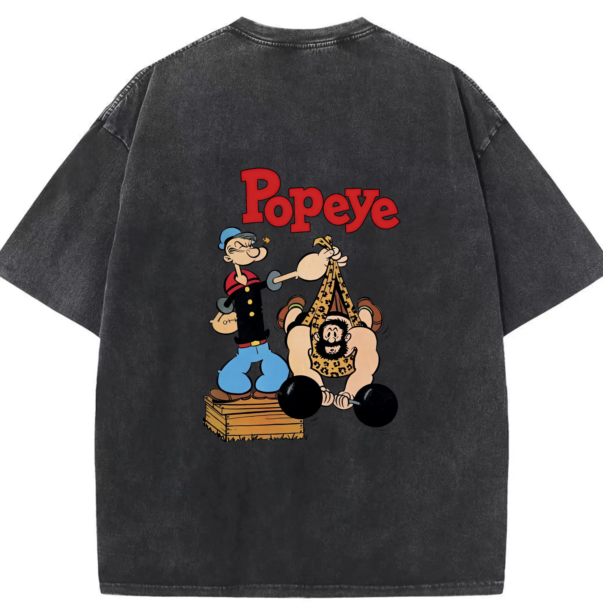 ポパイ グッズ ブルート - 綿100％ ヴィンテージ風 半袖Tシャツ ・ 背面プリント ・ 柔らか肌触り ・ 通気性 快適 ・ スポーツ カジュアル 外出用