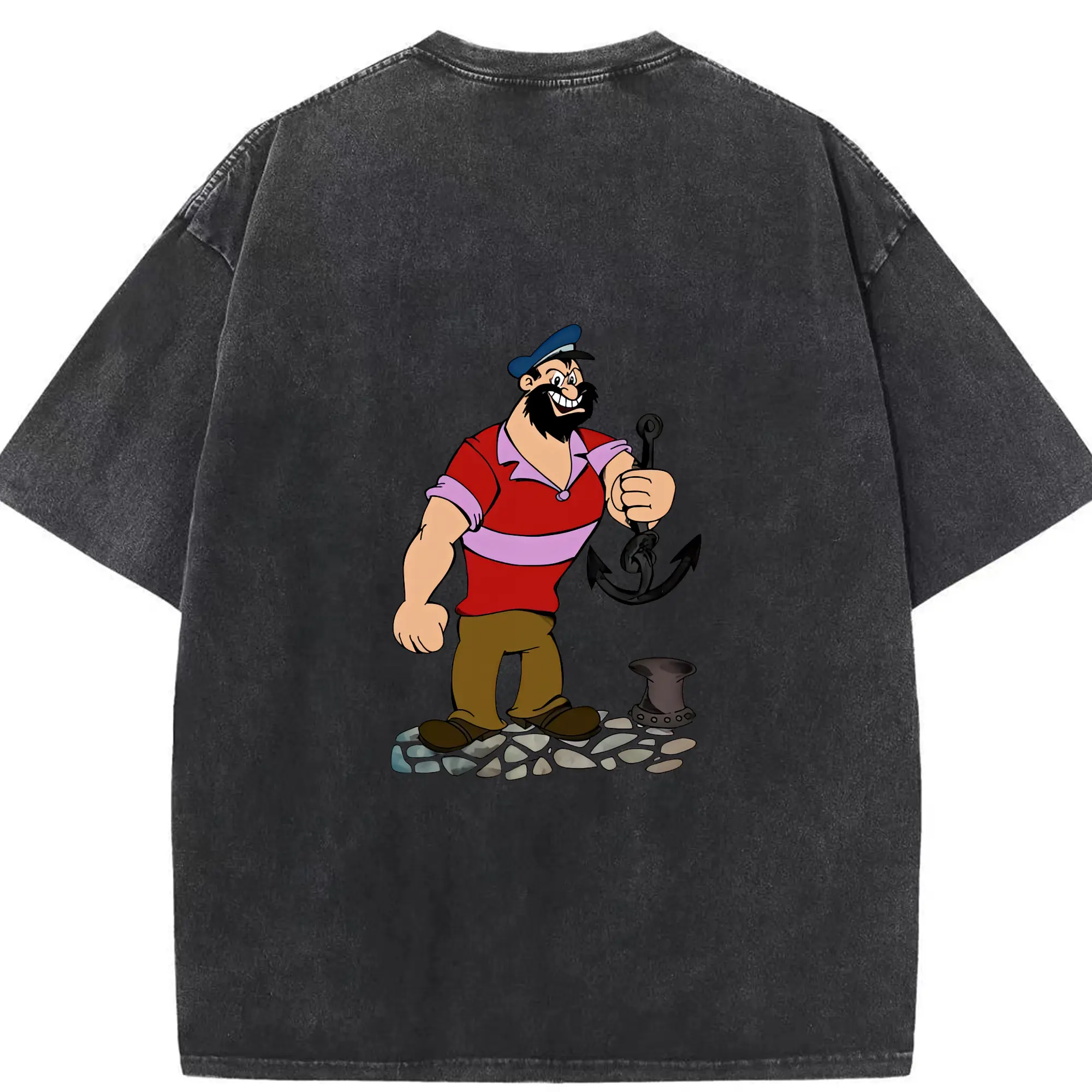 ポパイ グッズ ブルート - 綿100％ ヴィンテージ風 半袖Tシャツ ・ 背面プリント ・ 柔らか肌触り ・ 通気性 快適 ・ スポーツ カジュアル 外出用