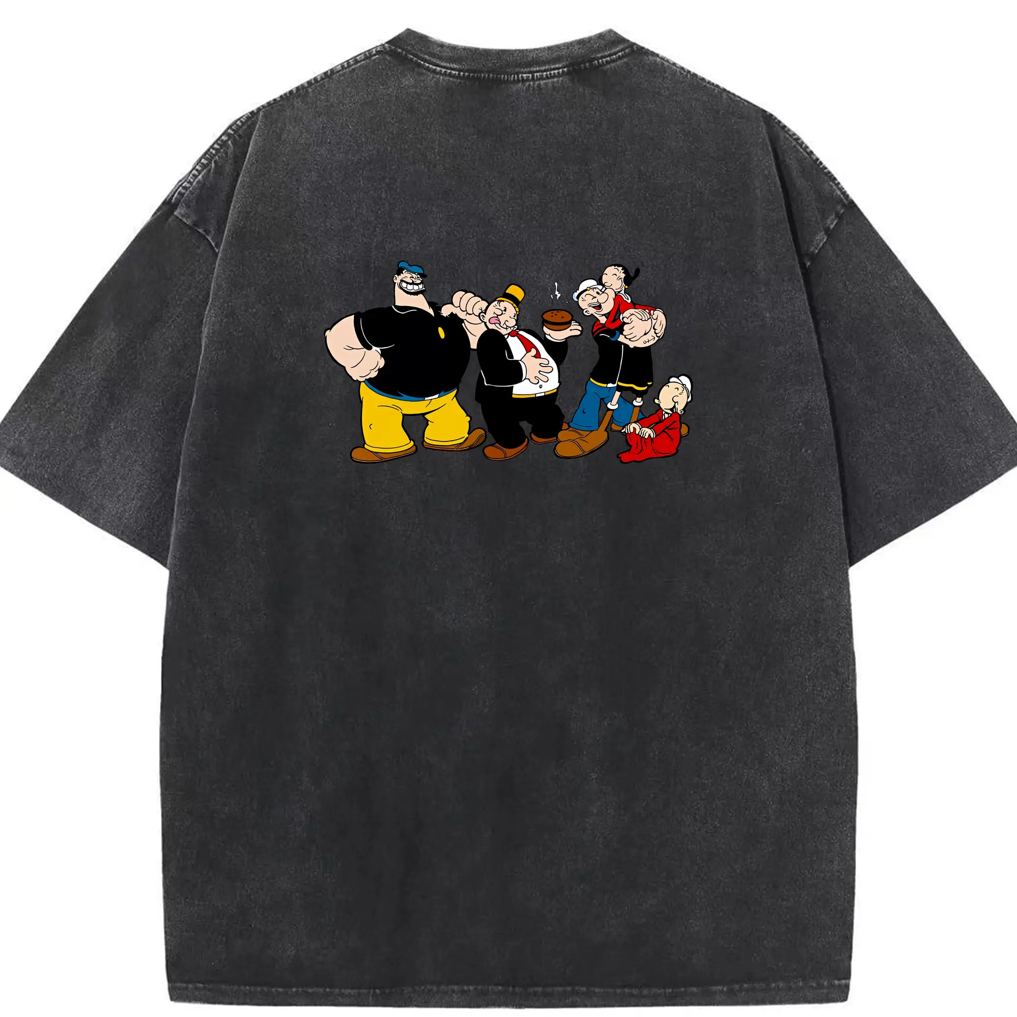 ポパイ グッズ ブルート - 綿100％ ヴィンテージ風 半袖Tシャツ ・ 背面プリント ・ 柔らか肌触り ・ 通気性 快適 ・ スポーツ カジュアル 外出用