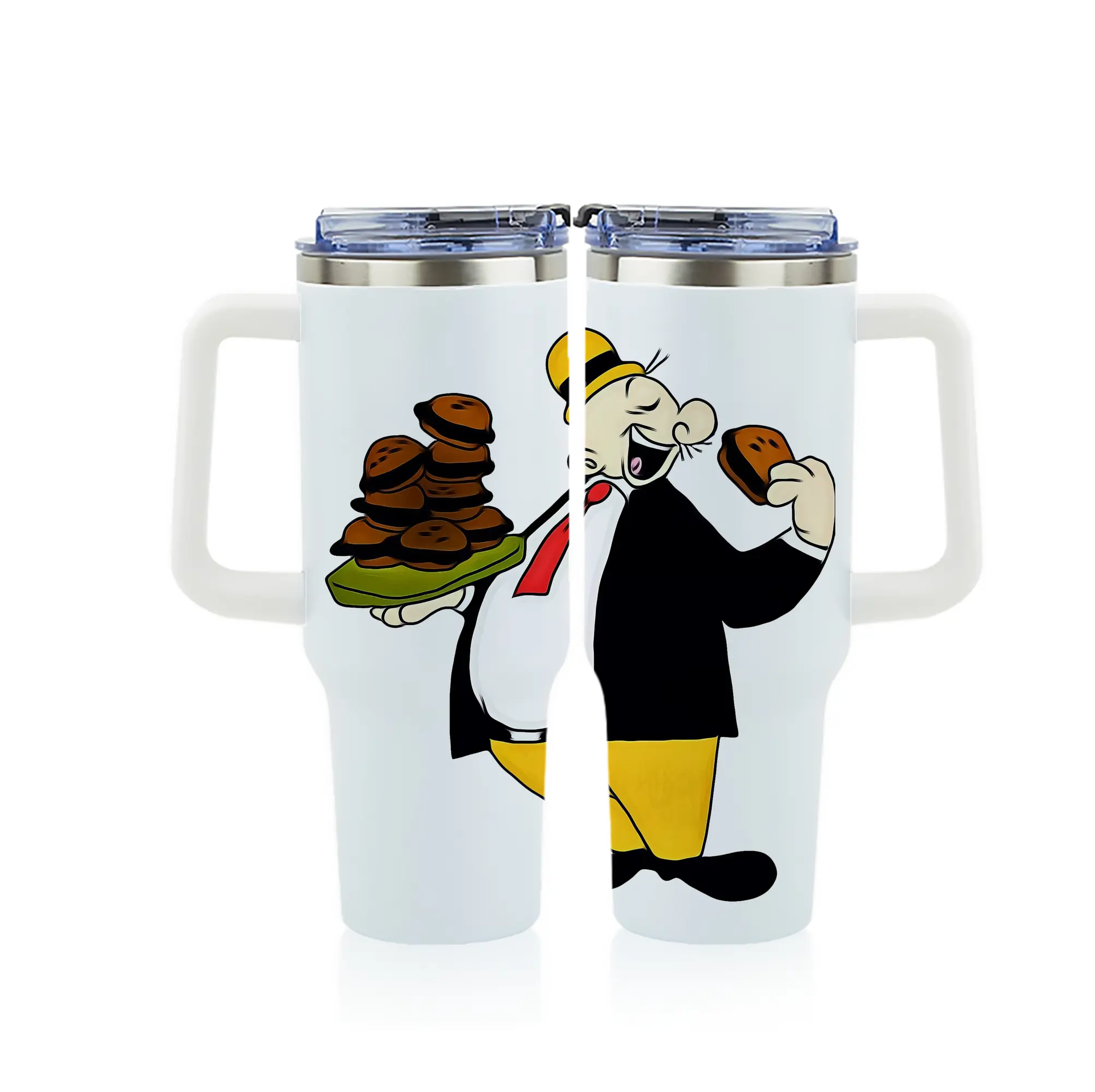 ポパイ グッズ ウィンピー - 1200mL フルプリント車用タンブラー ・ 304ステンレス 内側 ・ 201ステンレス 外側 ・ 保温 保冷 ・ 通勤 ドライブ アウトドア用