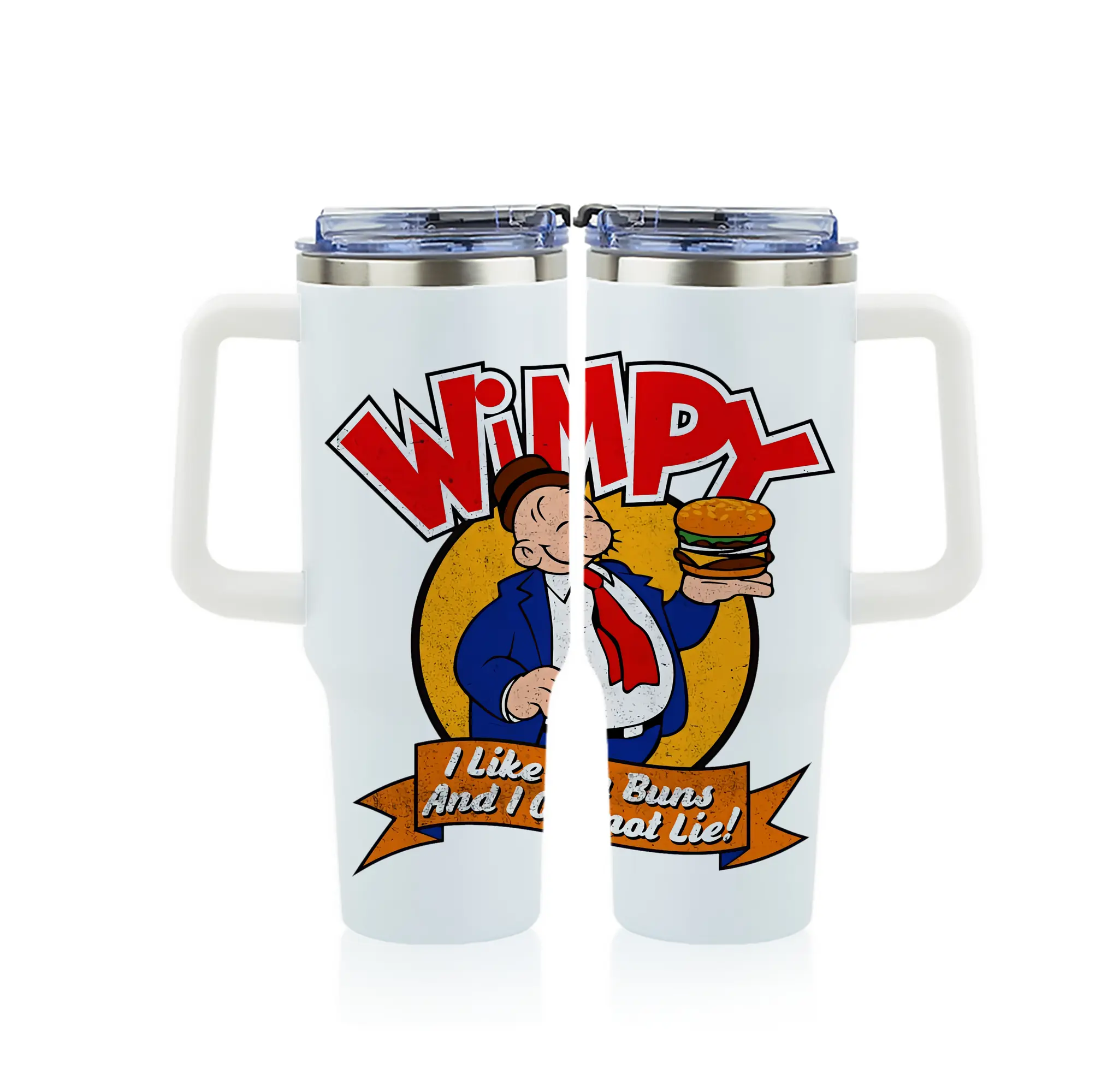 ポパイ グッズ ウィンピー - 1200mL フルプリント車用タンブラー ・ 304ステンレス 内側 ・ 201ステンレス 外側 ・ 保温 保冷 ・ 通勤 ドライブ アウトドア用