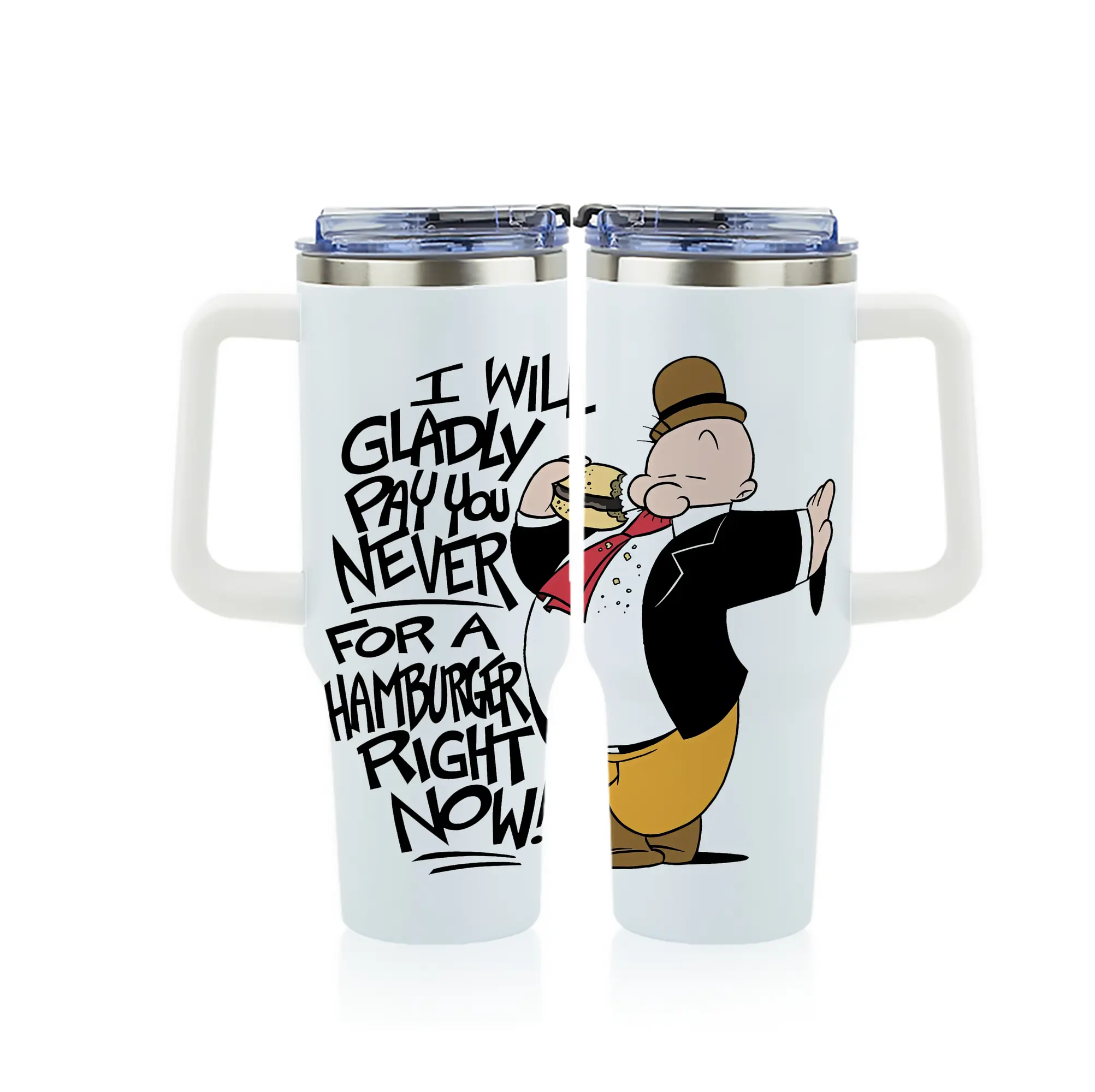 ポパイ グッズ ウィンピー - 1200mL フルプリント車用タンブラー ・ 304ステンレス 内側 ・ 201ステンレス 外側 ・ 保温 保冷 ・ 通勤 ドライブ アウトドア用