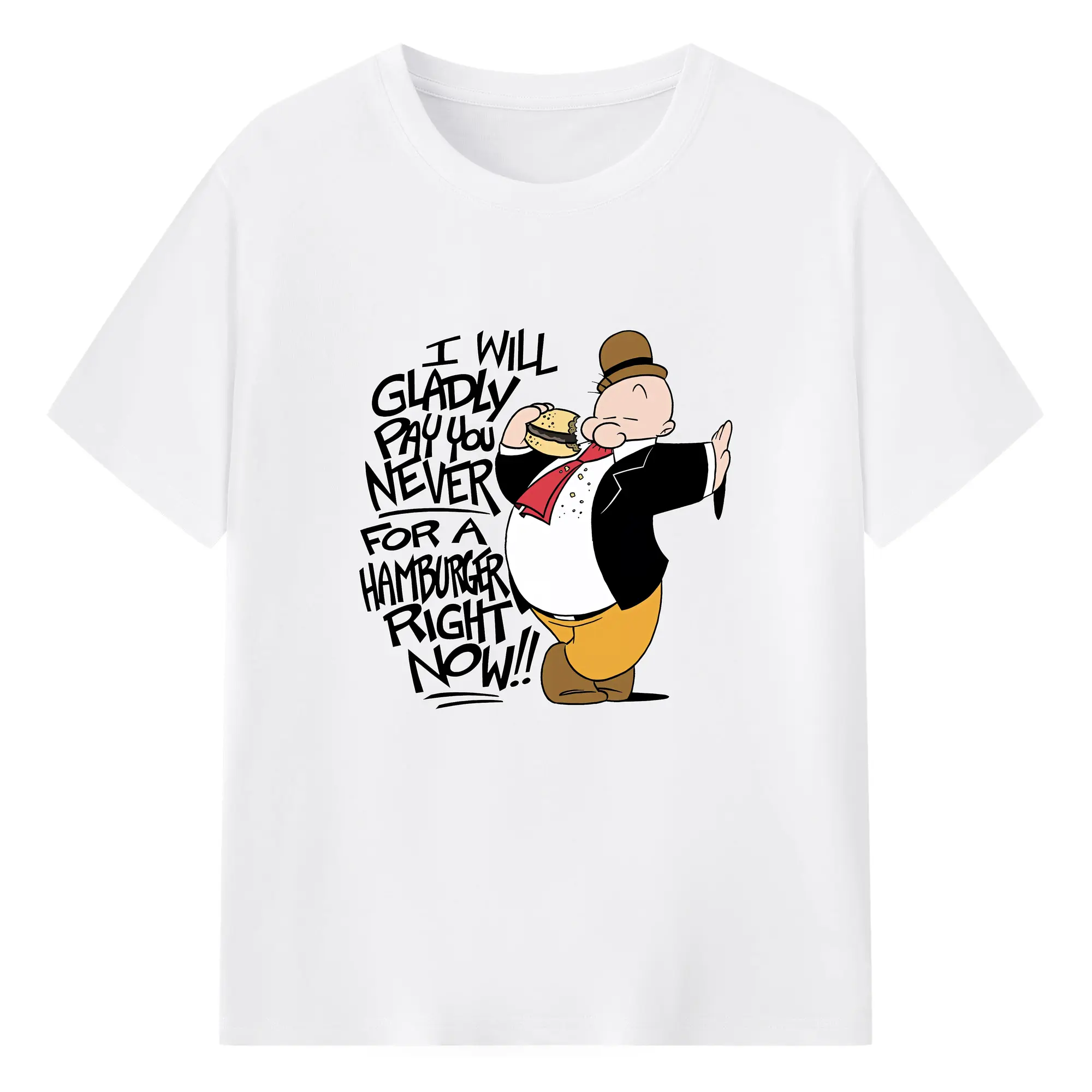 ポパイ グッズ ウィンピー - 綿100％ 半袖Tシャツ ・ フロントプリント ・ 快適 通気性 ・ 日常使い 散歩 スポーツ用